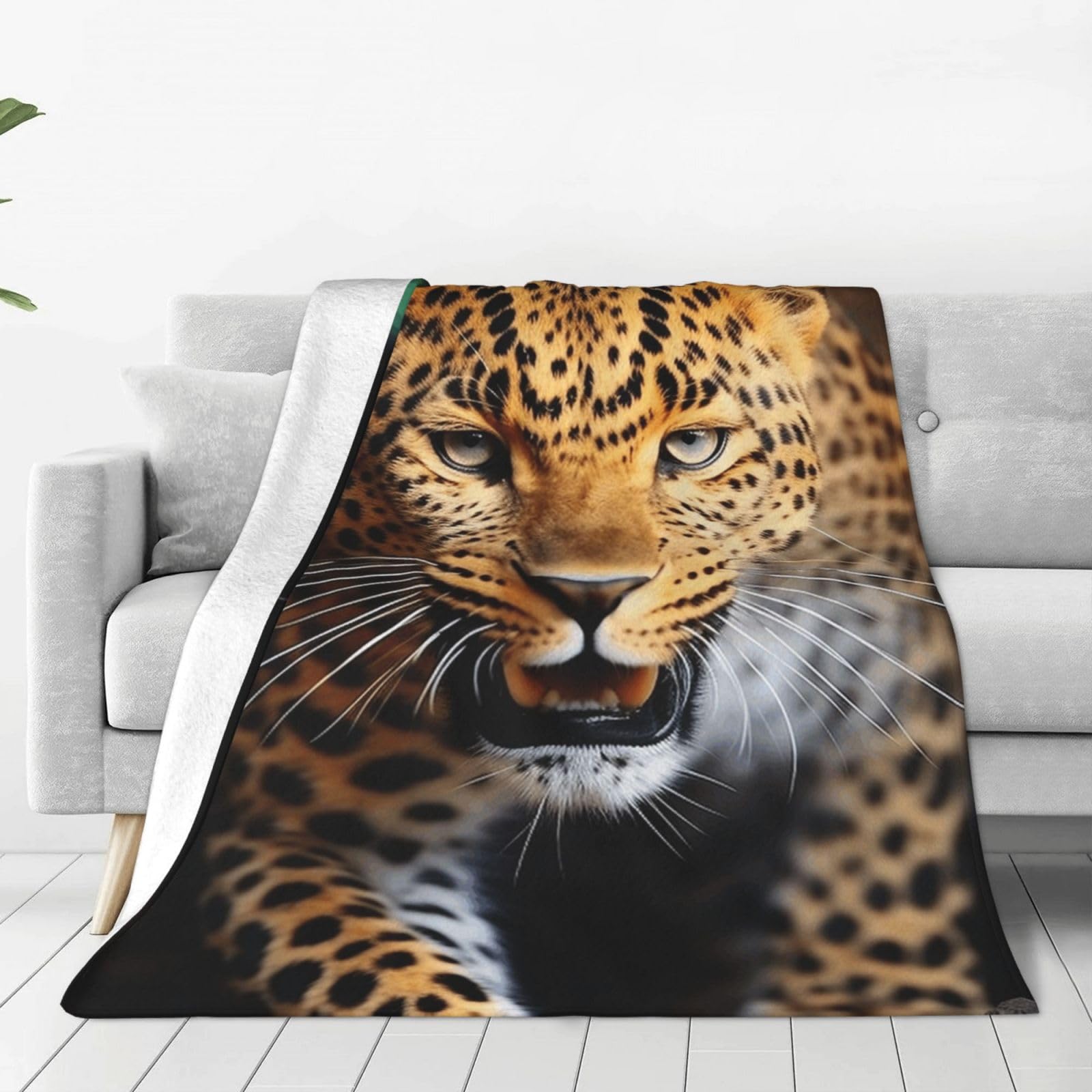 Leopard Throw Blanket for Couch, Plush Fuzzy Soft Flannel Blankets and Throws for Sofa, 40"x30" Bed Blankets for Travel Camping Chair, All Season Warm Fleece Blanket