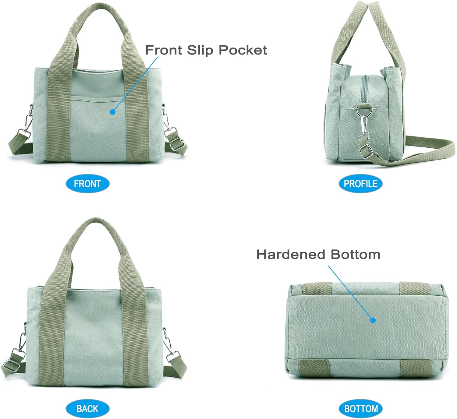 DOURR Multi Compartment Top-handle Handbags Canvas Crossbogy Bags for Women Small Totes Purse