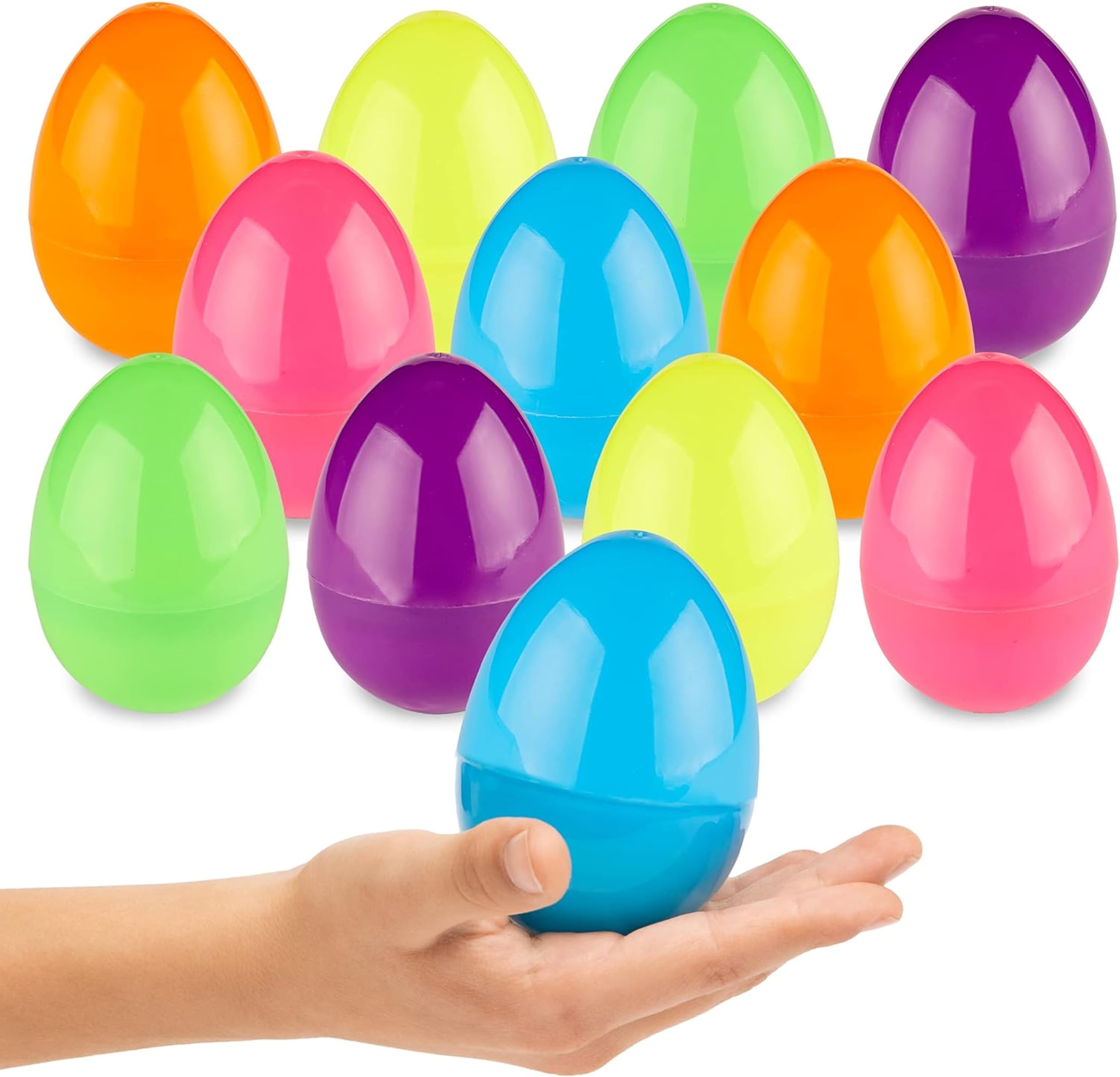 - PREXTEX 3.5” Unfilled Easter Eggs, 12 pcs Empty Plastic Eggs Fillable with Candy, Presents for Toy Basket - Easter Decorations, Toy Egg Basket - Boys and Girls