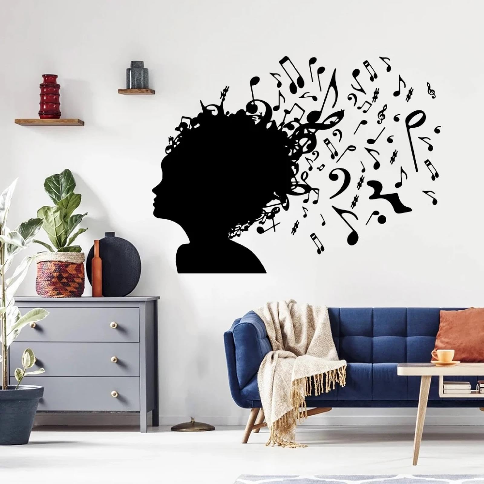 YOUOUSI Jazz and Rock Music Headphones, Musical Note wall Stickers for Girls, Nursery Children's Room, Music Room wall Art Decals