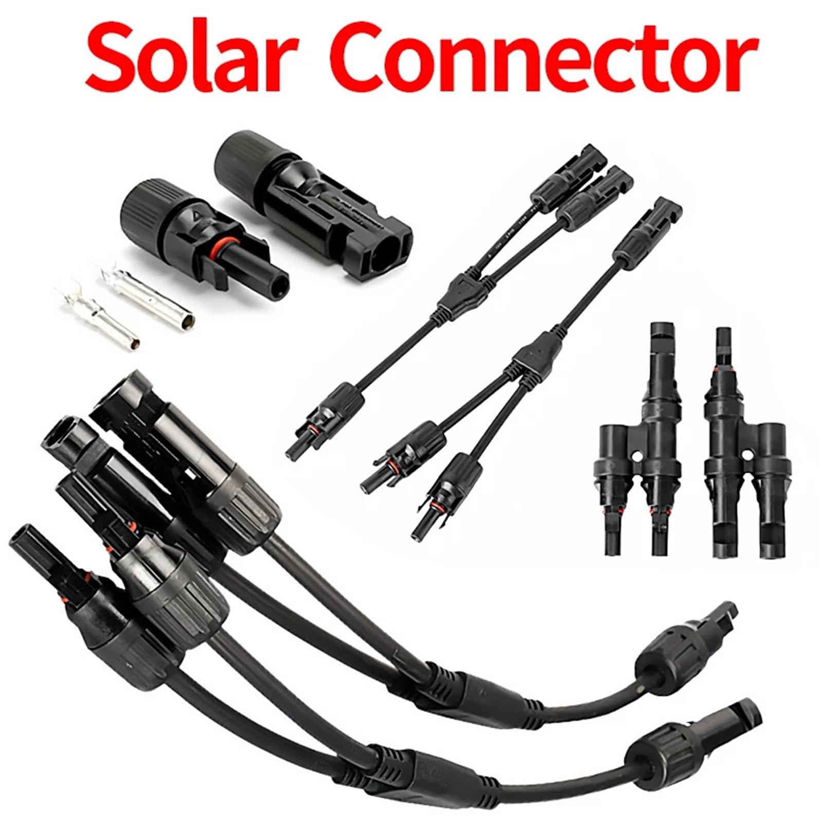 Kit connettore fotovoltaico solare fotovoltaico - tipo Y/T, 30A 1000V, 3/4/5/6/7 vie, per cavo PV/MC 2,5/4/6 mm², modulo batteria (MC4-Y4,1 SETS)