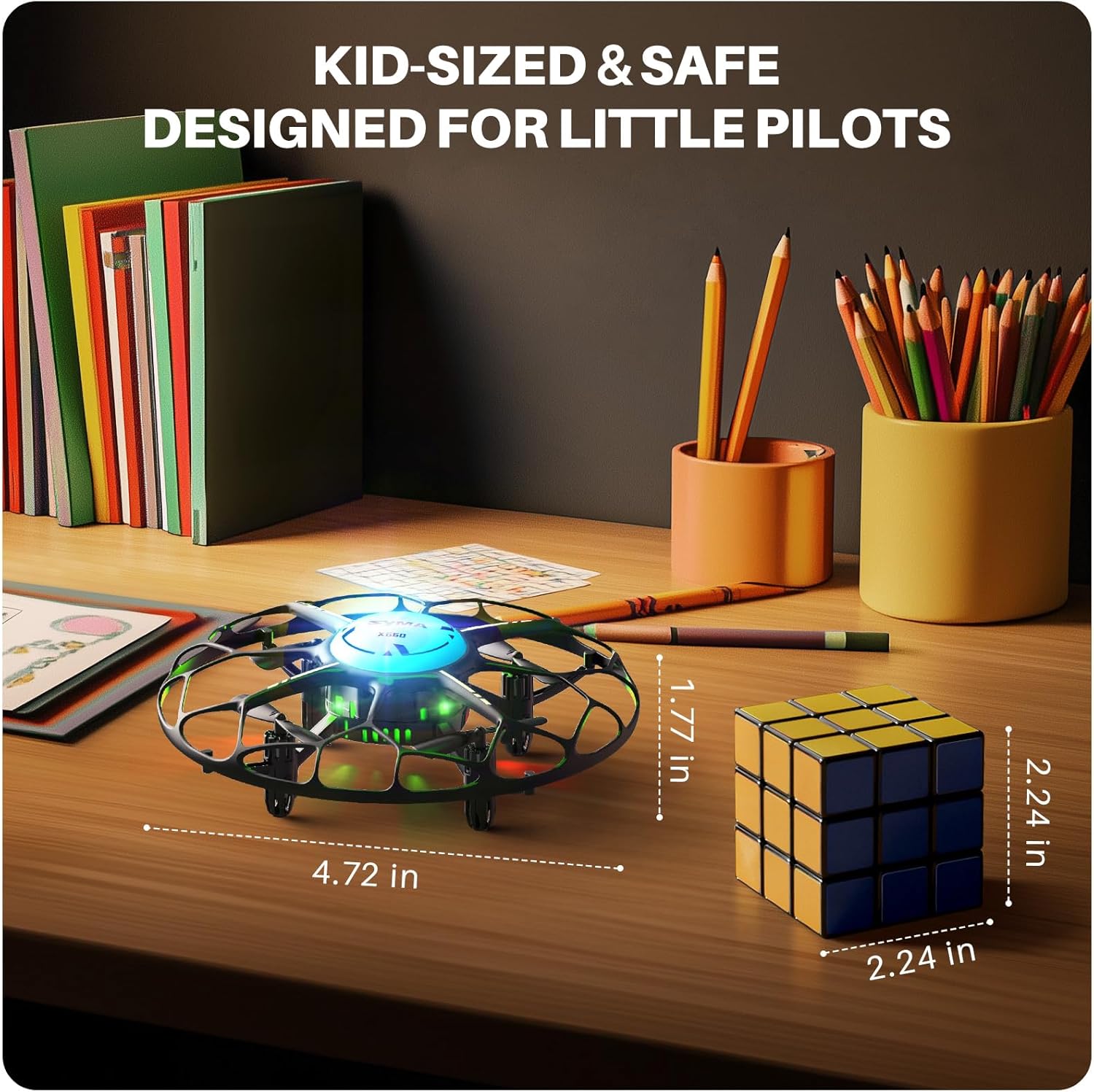 SYMA Drone for Kids with 6-Color LED Light, X660 Mini Drone with 3D Flip, Rotary Ascent, Headless Mode, Speed Switch and Full Protection RC Toys Gifts for Beginners Adults