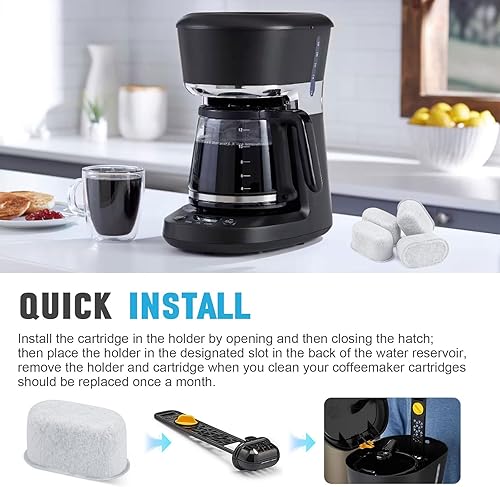 Miniatura 6 de Filtro de café de agua activada de 12 tazas para Mr.Coffee Maker, cartucho de repuesto reutilizable con carbón activado, elimina impurezas, calcio,