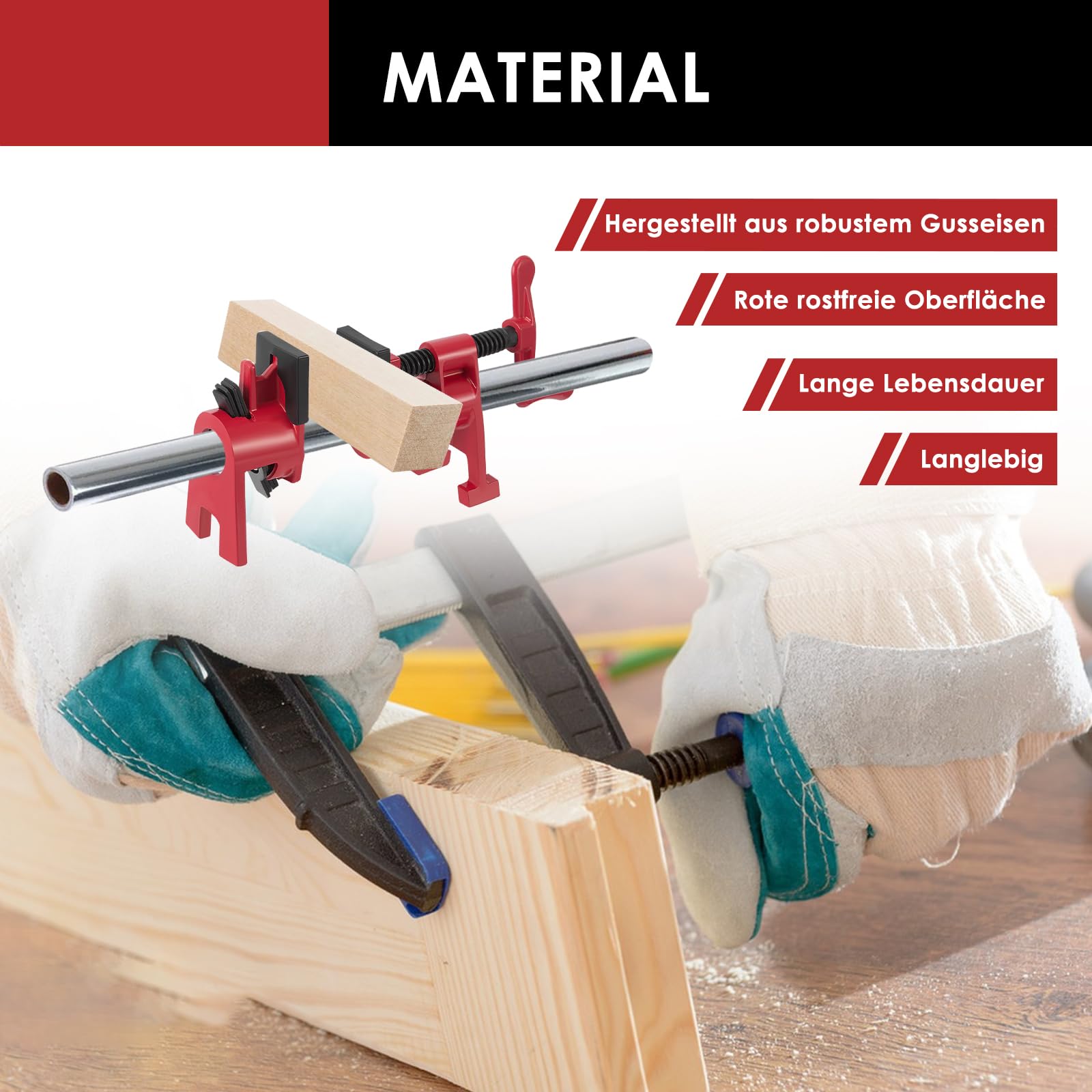4 Pièces 3/4" Serre Joint en Tube à Serrage Rapide, Collier de Serrage en Fonte Malléable Robuste pour Établi de Travail du Bois