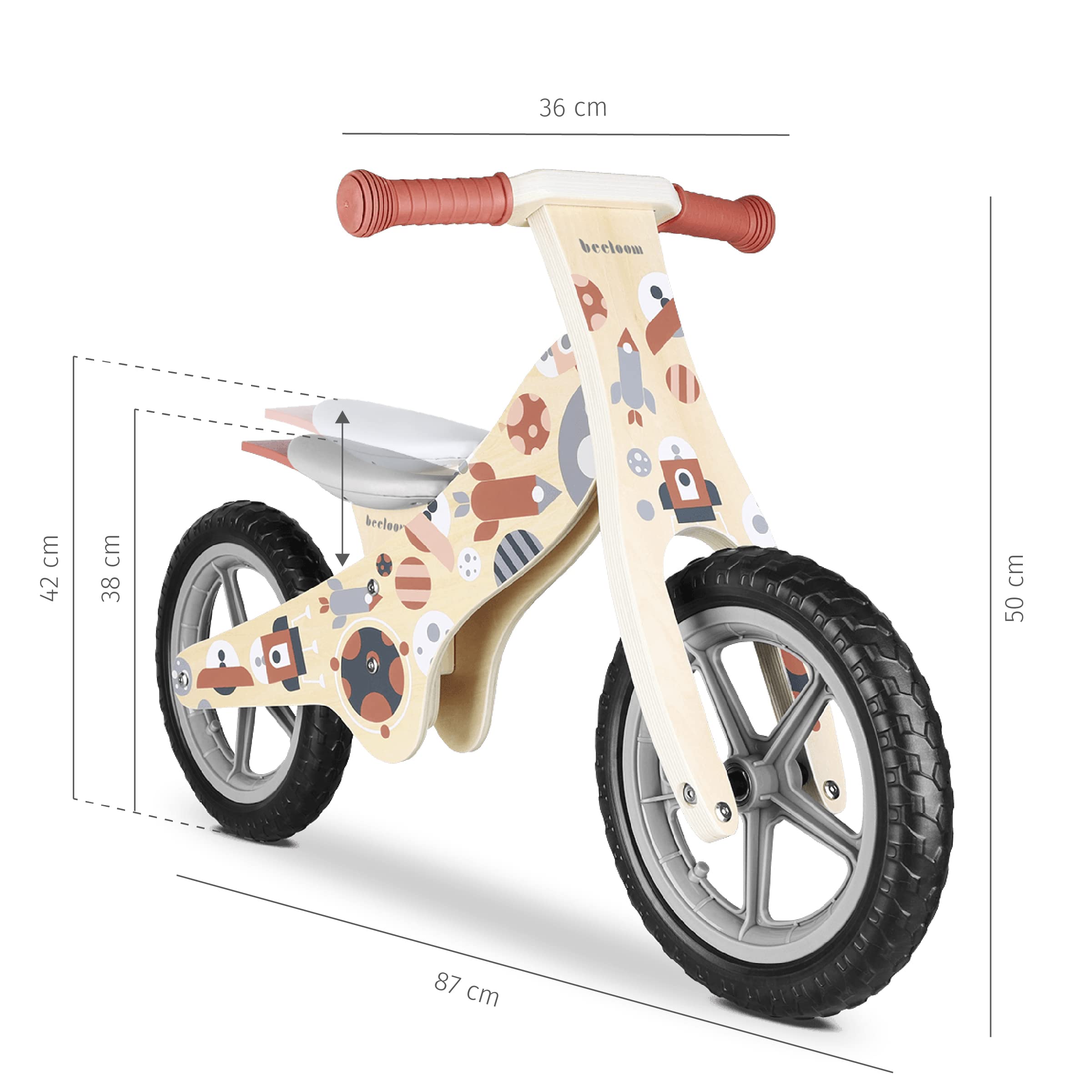 Beeloom Bicicletta senza Pedali per Bambini da 2 anni fino a 25 kg Bicicletta Infantile in Legno per Migliorare l’Equilibrio con Sellino Regolabile COSMO Bike
