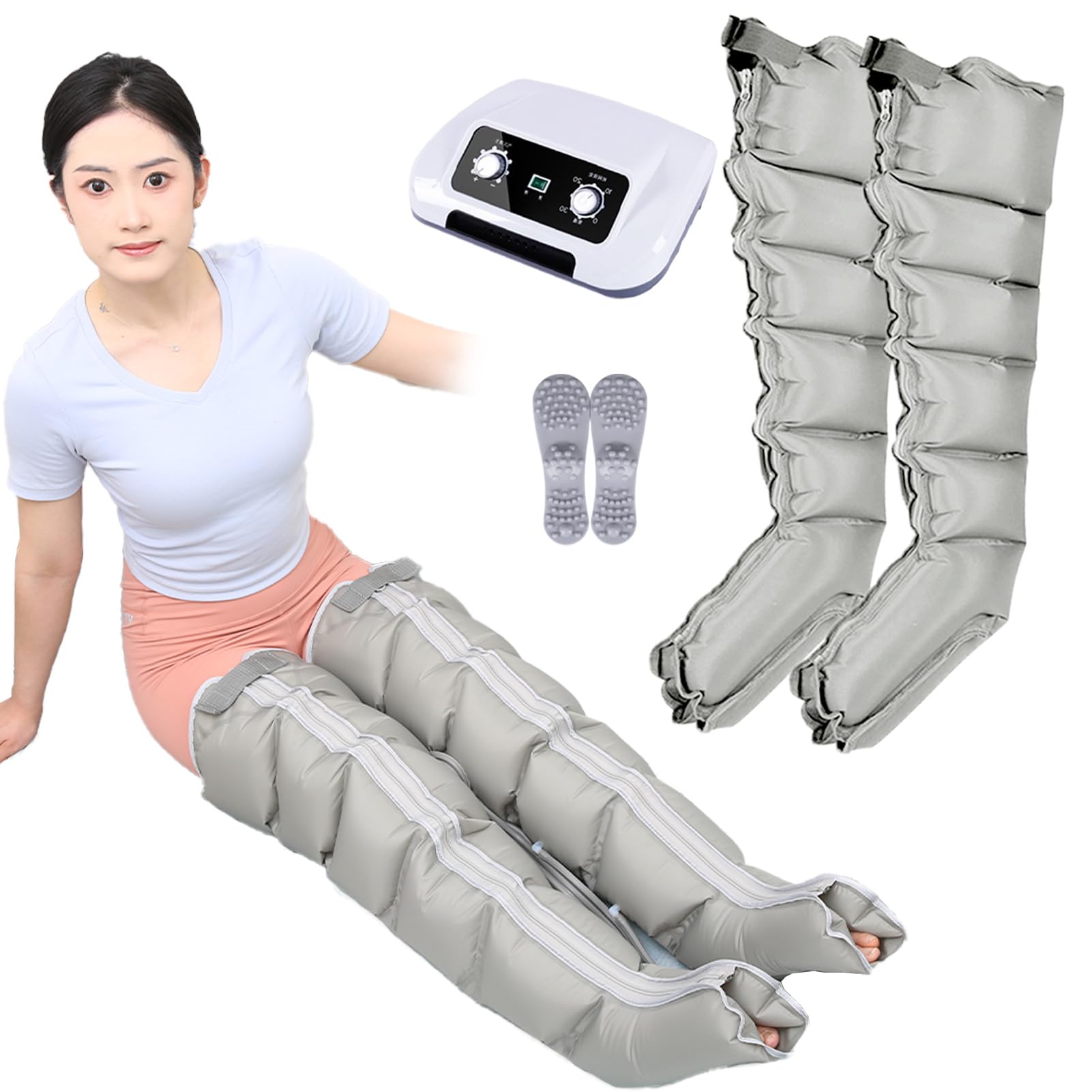 SUYUDD 6 Cavity Pressotherapy Air Compression Leg Foot Massager, Pressotherapy Boots for Waist Leg Lymphedema Circulation Swelling Relax Pain Relief, Pneumatic Leg Wrap Pressure Machine