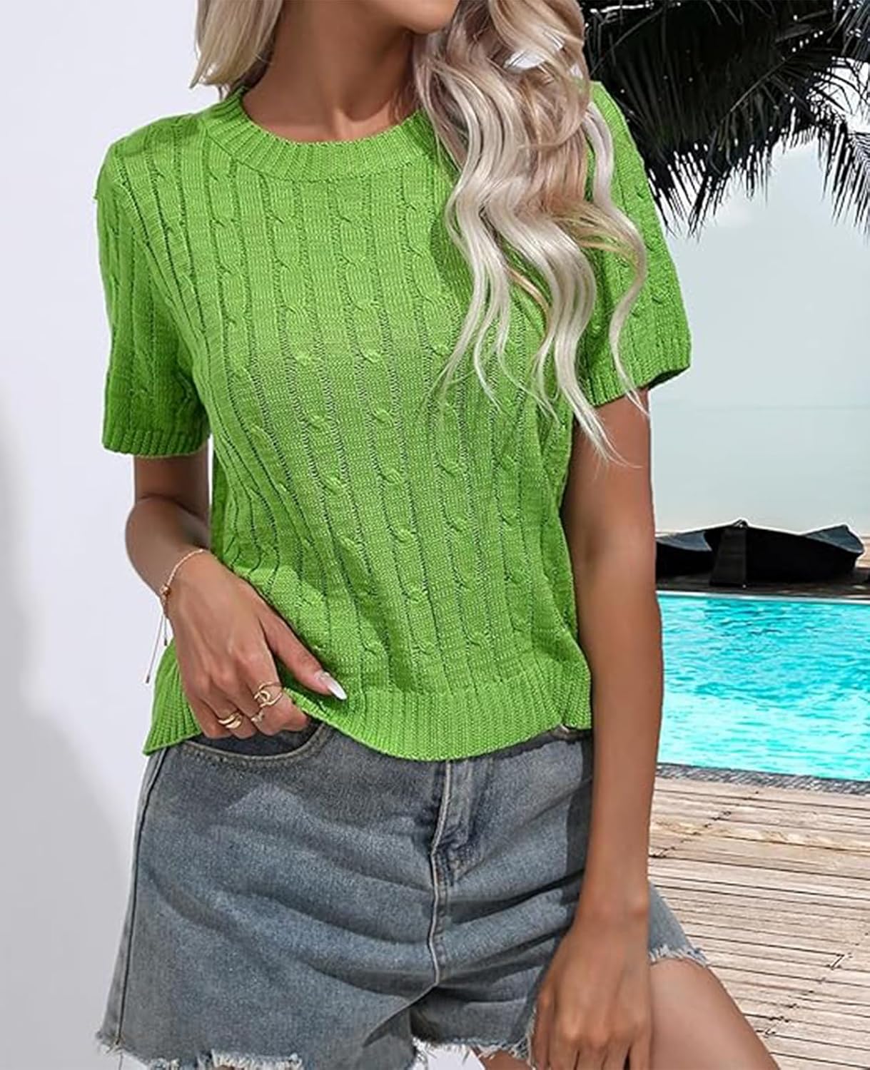 MINTLIMIT Women's Short Sleeve Sweater Tops Lightweight Pullover Shirts 2025 Spring Summer Trendy Casual Blouses - Image 5