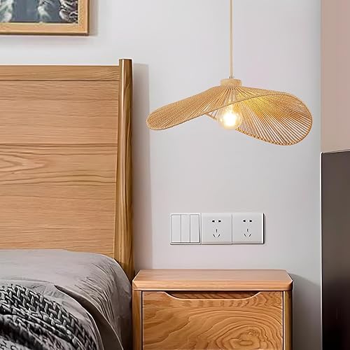 Miniatura 5 de Lámpara colgante de ratán bohemio, estilo moderno, lámpara colgante de bambú natural Bohia, hecha a mano, lámpara colgante de 1 luz para casa de