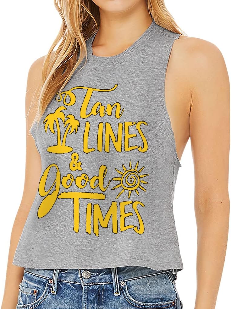 Good Times and Tan Lines Racerback Cropped Tank - Palm Tree Women's Tank - Cool Tank Top