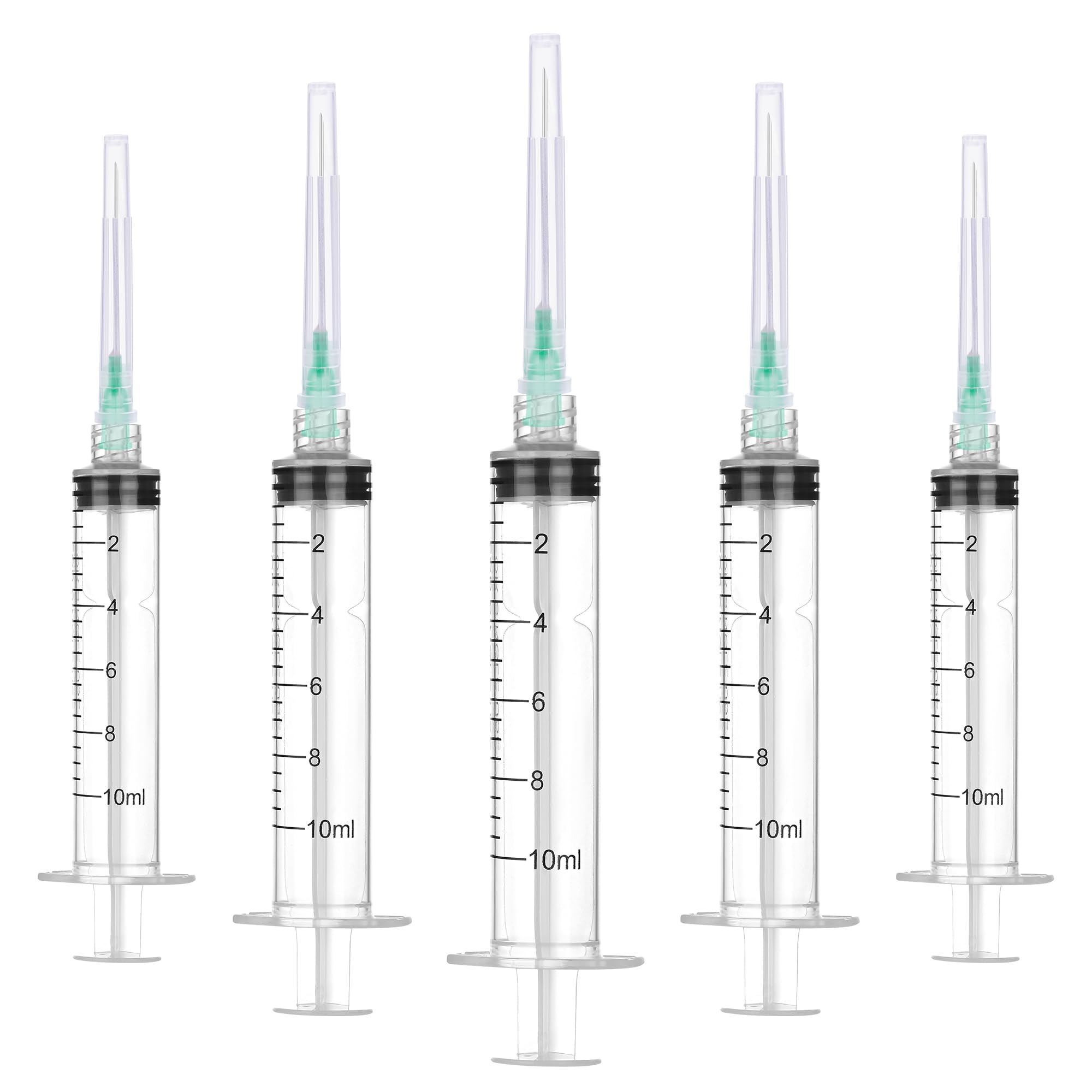 Photo 1 of 10mL/cc Disposable Luer Lock Syringe 21G 1.5 inch for Lab Use, Individually Wrapped, Pack of 50