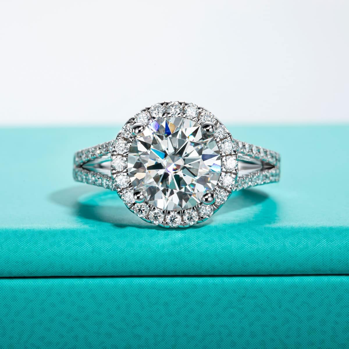 AnuClub Halo Moissanite Engagement Rings 3.8-4.75cttw(3ct Center Stone) D Color VVS1 925 Sterling Silver Vintage Anniversary Wedding Promise Rings for Women with Certificate - Image 3