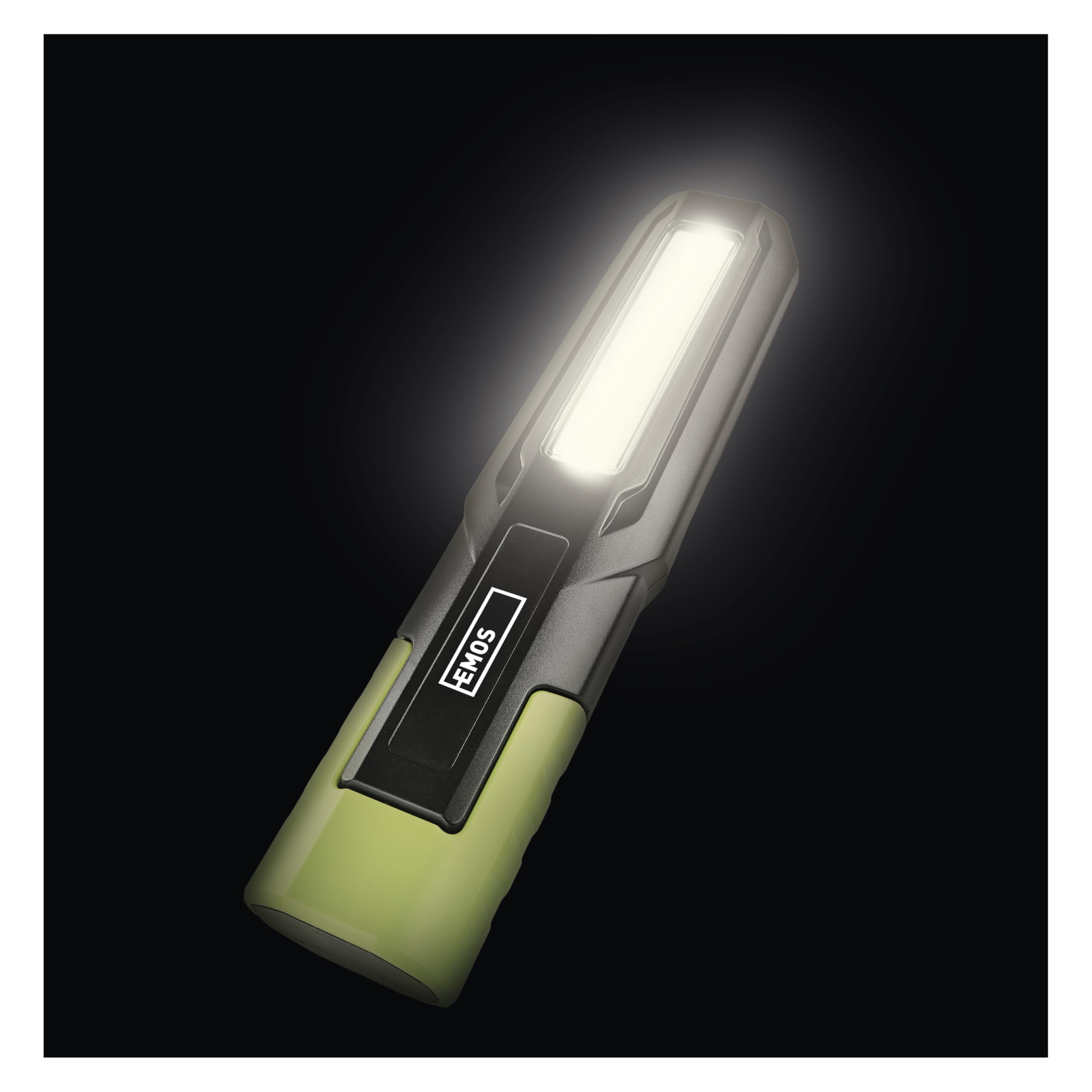 EMOS - Rechargeable LED Work Light, Durable Workshop Lamp with 2 Light Sources, Hook and Magnet, 500 lm, 30 m Beam Range, 2000 mAh Li-ion Battery with 6 Hours Lighting Time and Charging Cable, 3 Light