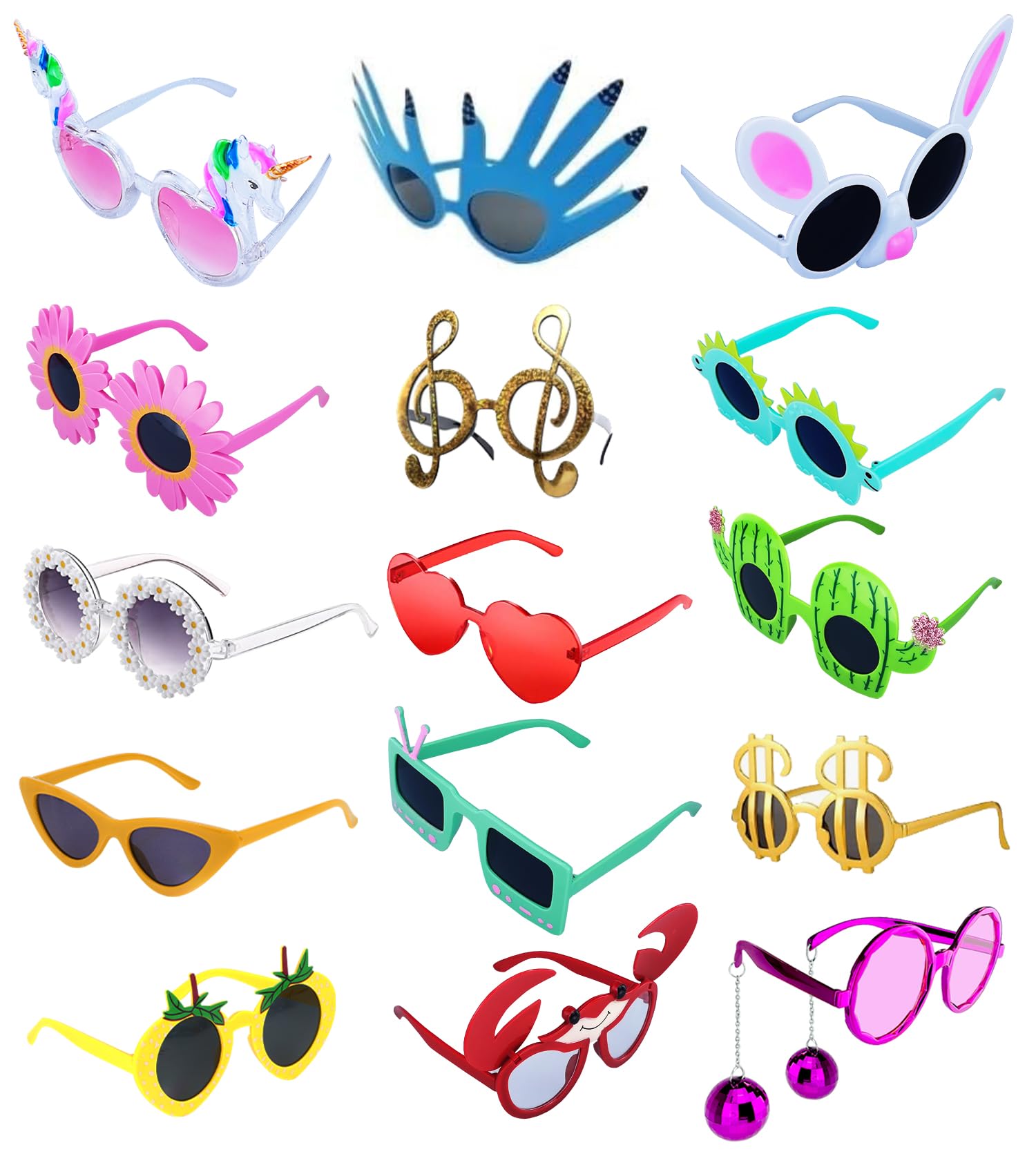 Random Funny Party Glasses,Novelty Fun Sunglasses,12 Pack Various Styles Costume Eyeglasses Masks for Adults,Kids,Party Favors
