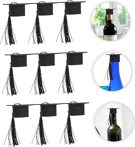 Miniatura 9 de OKUMEYR 20 piezas de mini sombrero de doctor accesorios para fotos de graduación, sombreros de doctorado, decoración de tapa de botella de