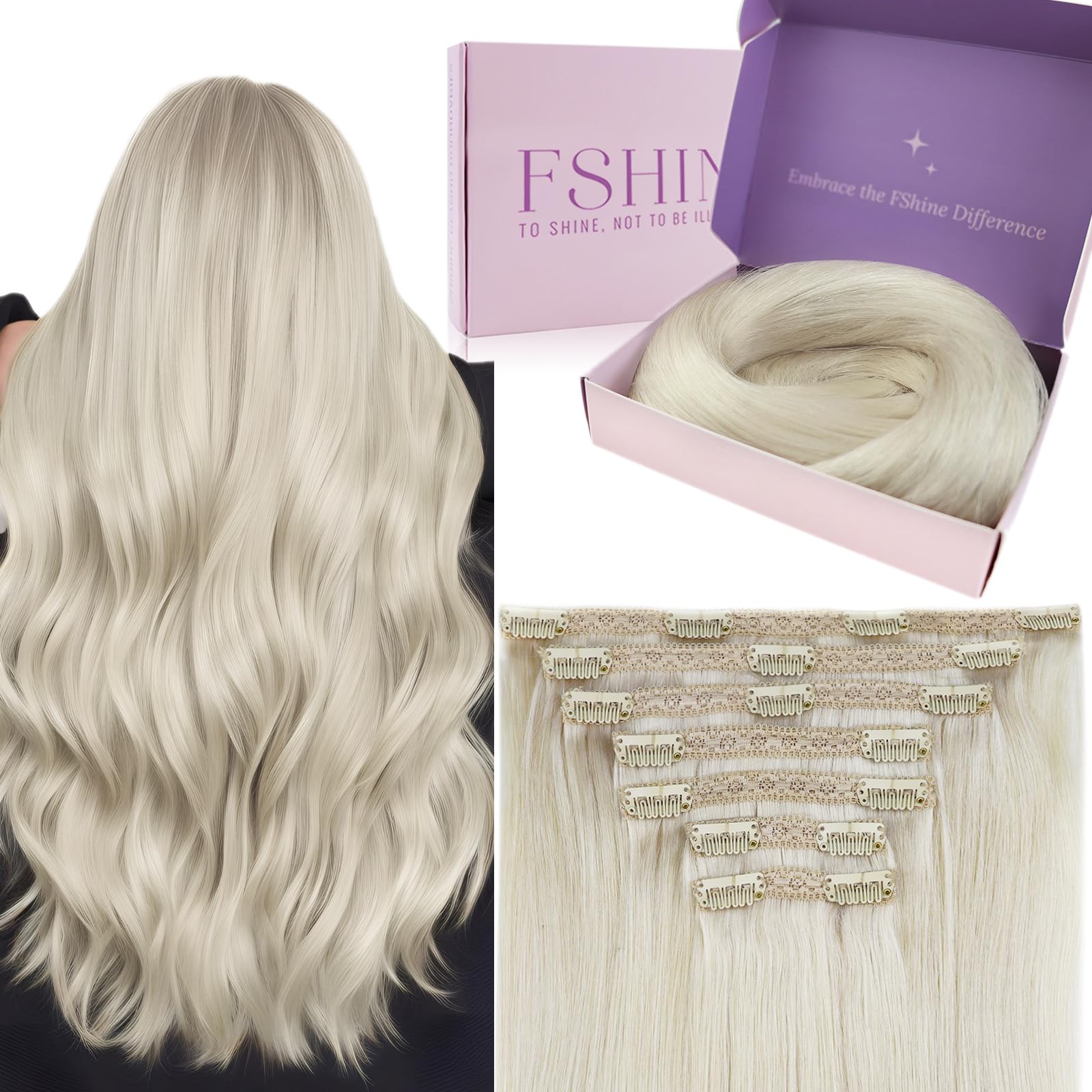 Fshine Clip in Hair Extensions Human Hair Copper Hair Extensions 18 Inch 120 g 7 pcs Color 330 Natural Straight Hair Extensions for Women Real Human Hair — view 52