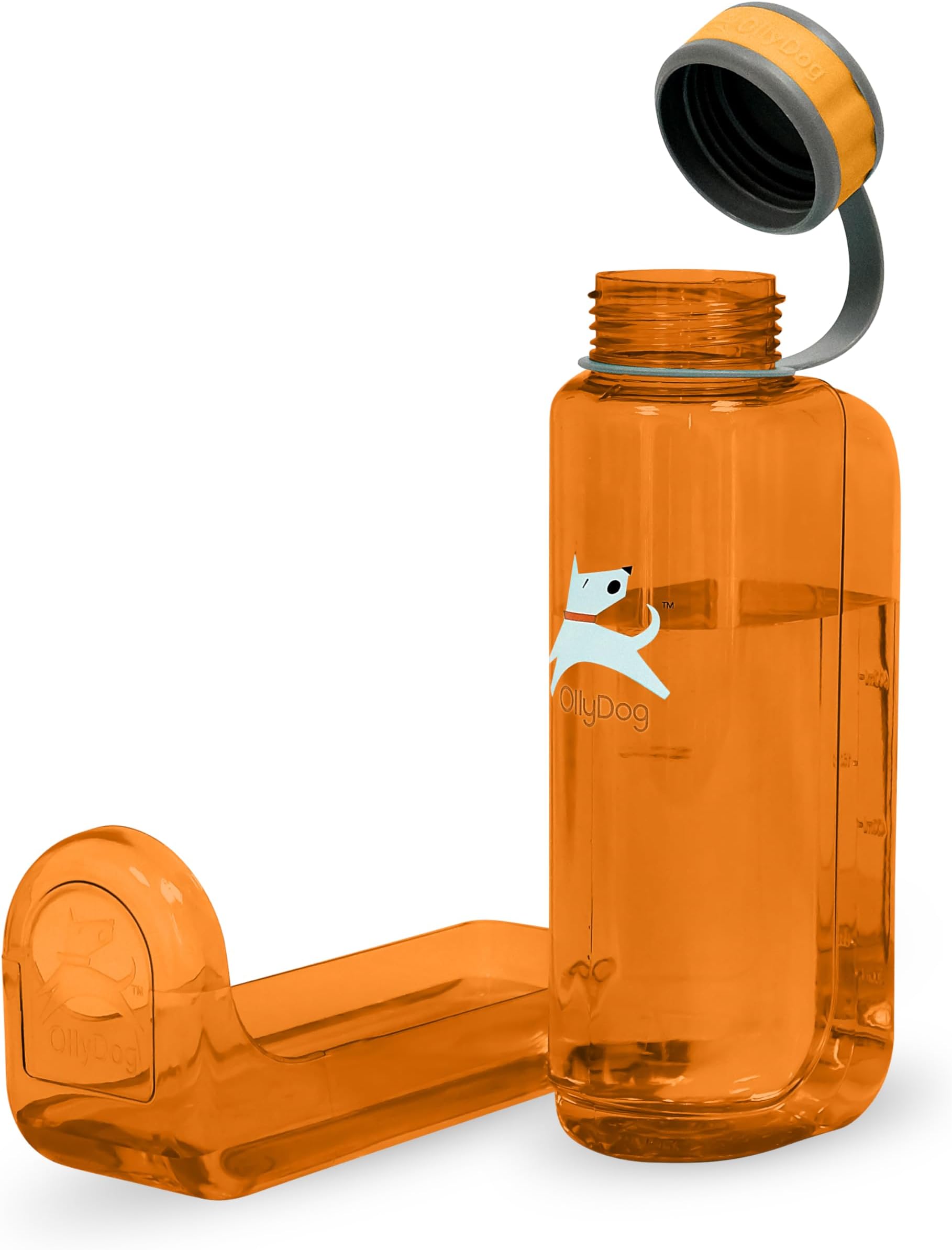 OllyBottle, BPA-Free Dog Water Bottle with Detachable Dog Bowl, Portable Pet Water Bottle and Bowl for Walking, Hiking, Travel (1L, Flame)