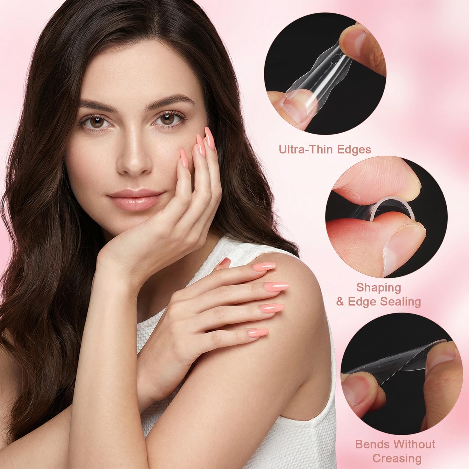 180 sztuk foremki do paznokci Sandwich Dual Nail Form, Dual Tips z 15 rozmiarami & 3 liniami prowadzącymi, szablon do przedłużania paznokci do poliżelu, poliżelowe tipsy do przedłużania w