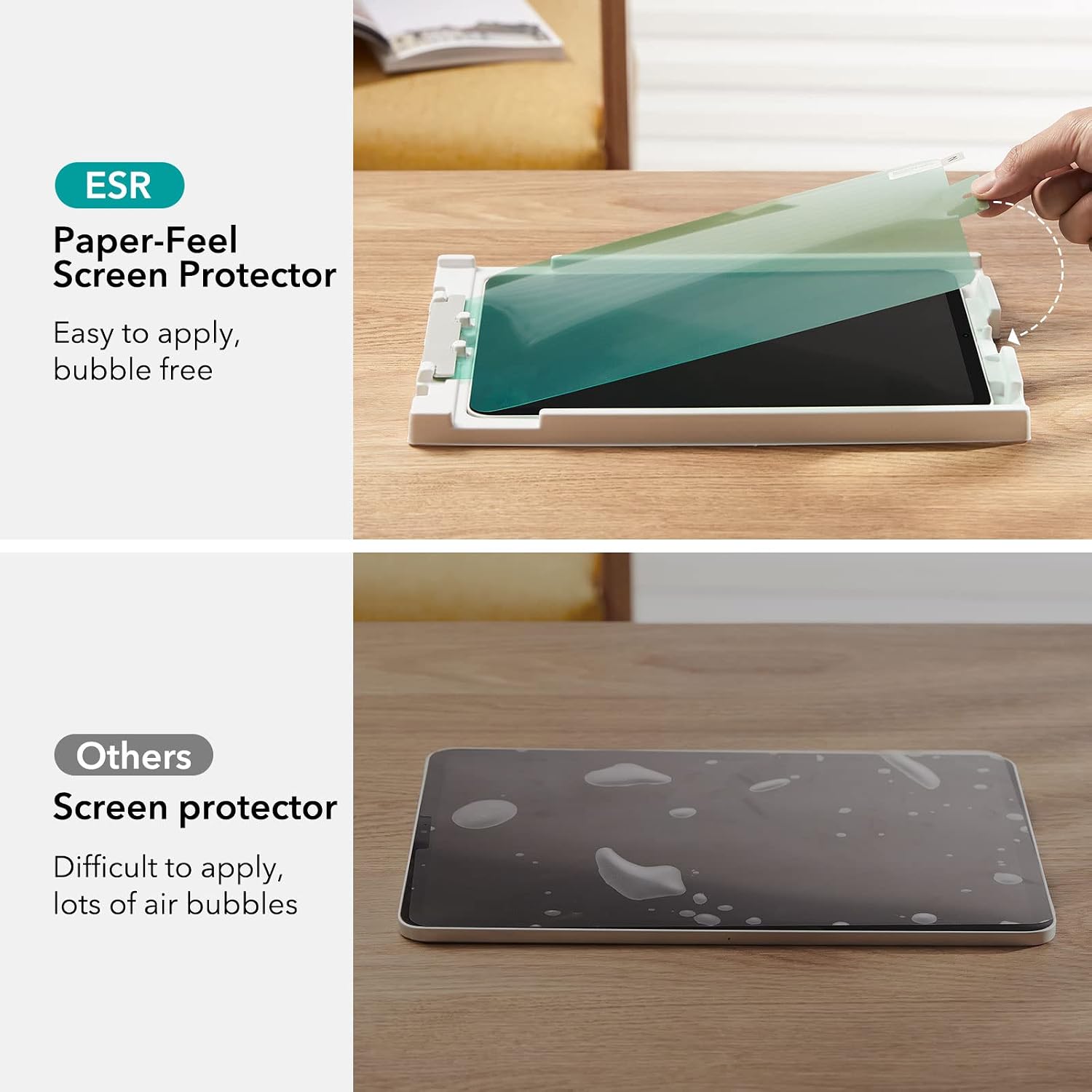 ESR Paper-Feel Screen Protector Compatible with iPad Pro 12.9 Inch (2022/2021/2020/2018), Put Pencil to Paper, Thin and Responsive, Easy Application Tray, Scratch Protection, 2 Pack