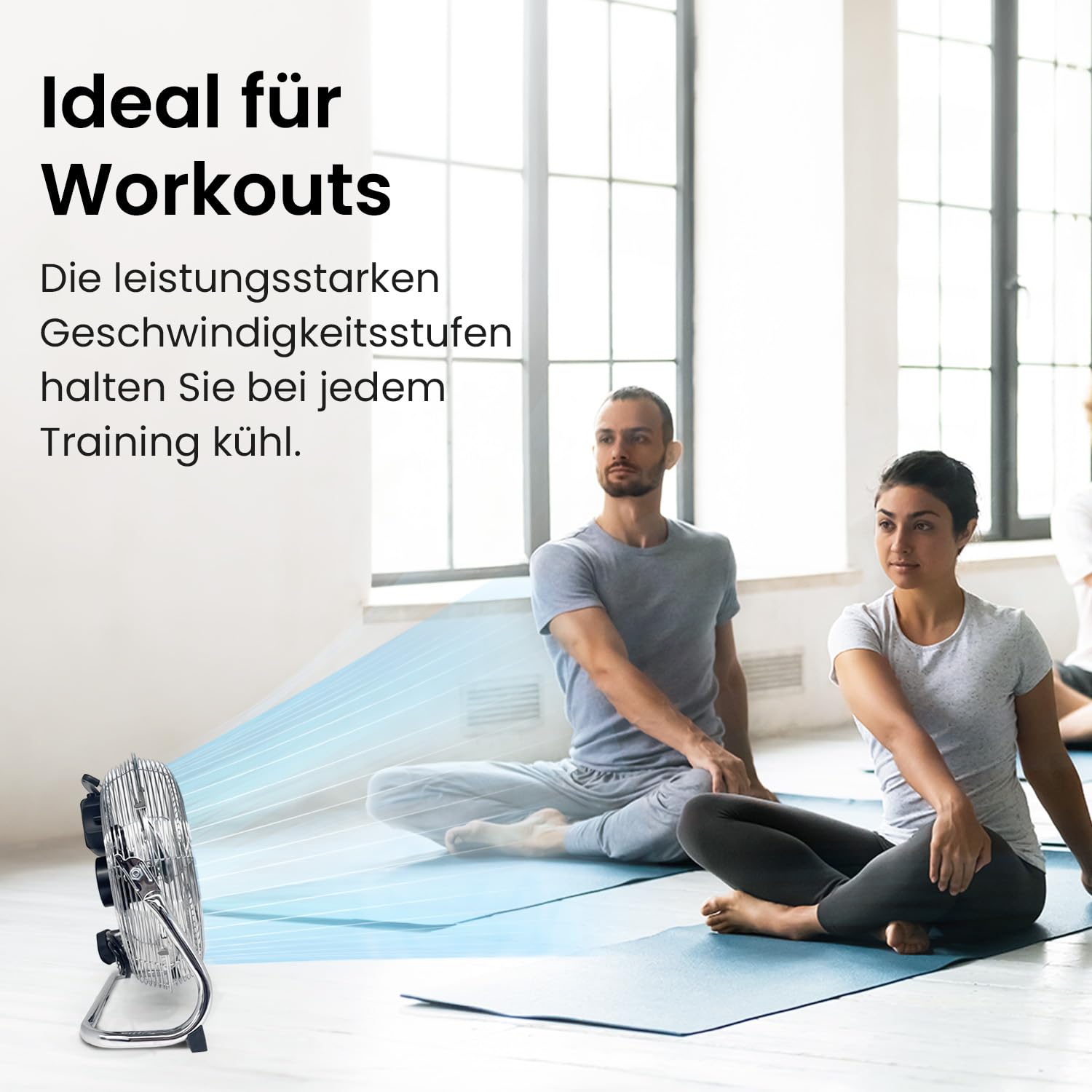 Pro Breeze 30,5 cm Bodenventilator aus Chrom - 50W Ventilator klein mit 3 Geschwindigkeitsstufen, 110° vertikal neigbar - Leistungsstarke Windmaschine für Zuhause, Büro und Fitnessstudio