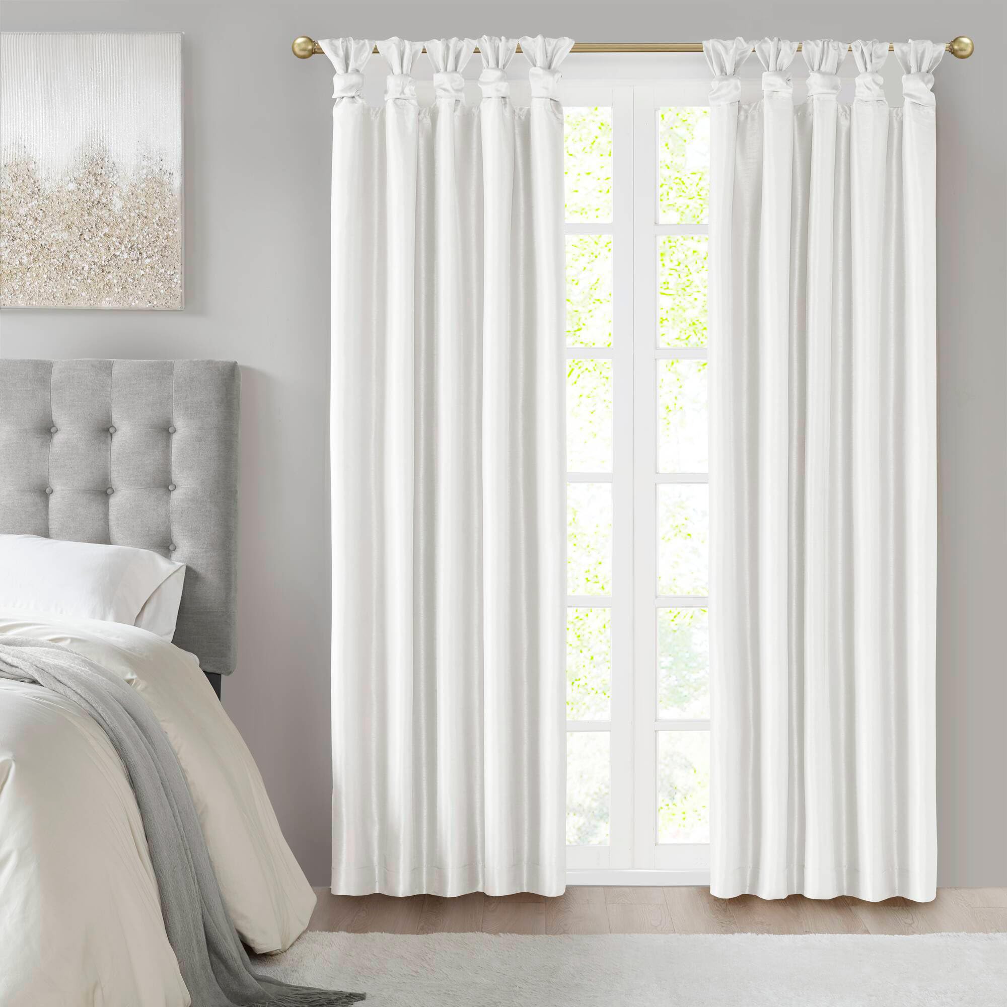 Madison Park Emilia Faux Silk Single Curtain with Privacy Lining, DIY Twist Tab Top