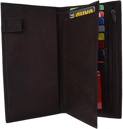 Miniatura 4 de Organizador de cuero genuino para chequera con tarjetero (marrón)