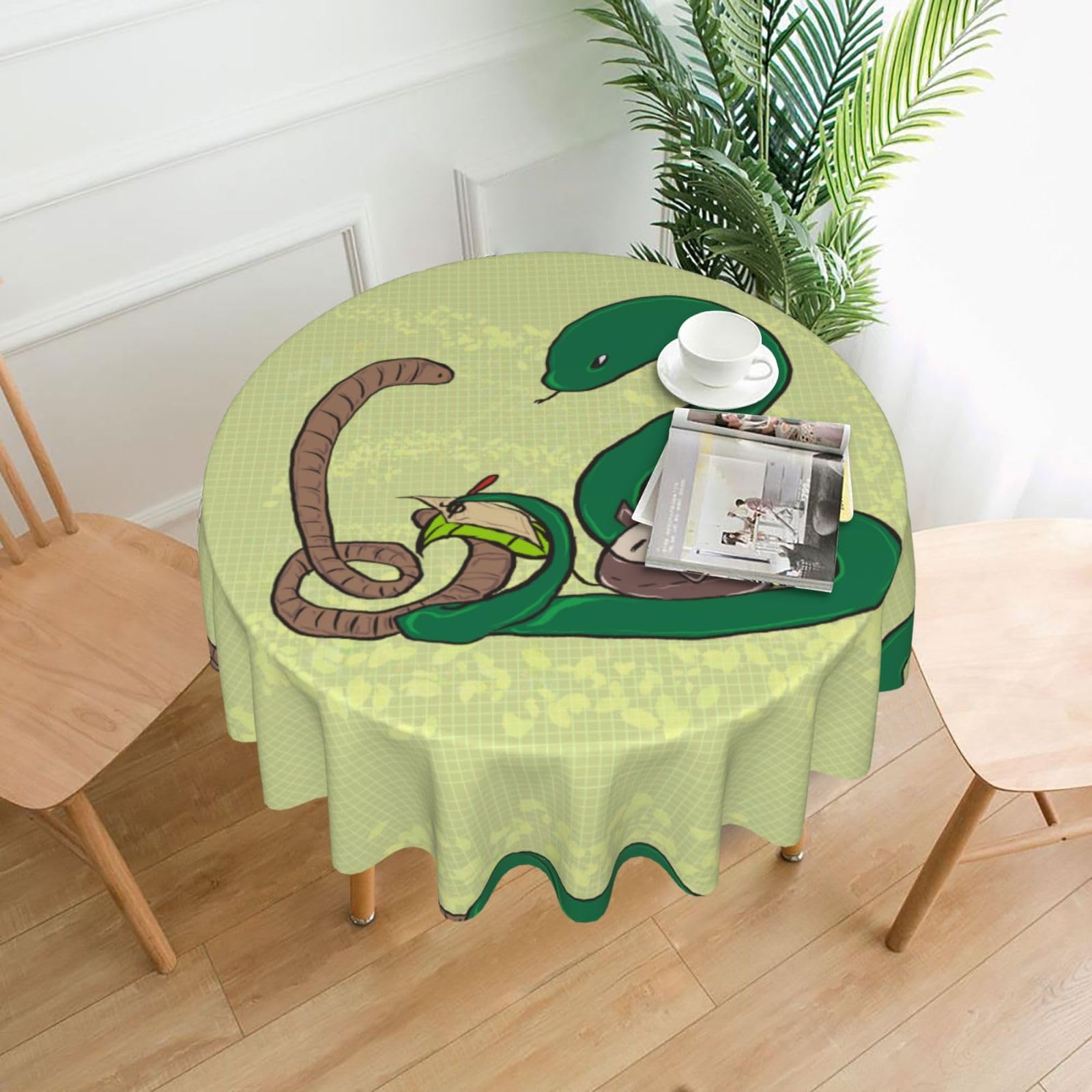 HLBSDM Sunflower Seeds Earthworm Snake Printed Practical Round Tablecloth, Durable, Suitable for Home, Restaurant, Hotel, Gathering, and Decorative Table Covers