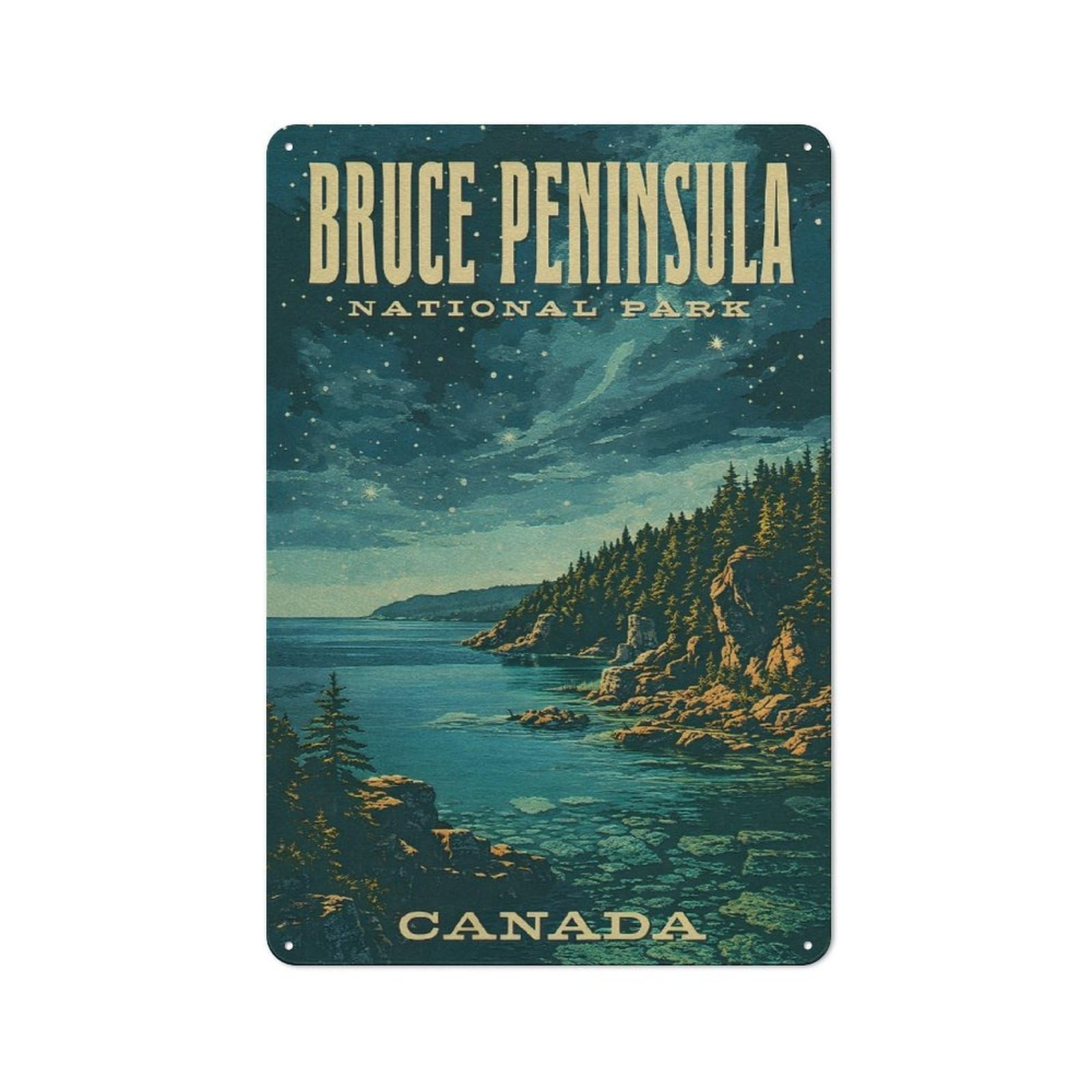 Junmoney Style-11 Classic Bruce Peninsula National Park Vintage Metal Wall Plaque 30X20cm, Nostalgic Wall Art For Living Room, Hallway, Kitchen Or Cafe