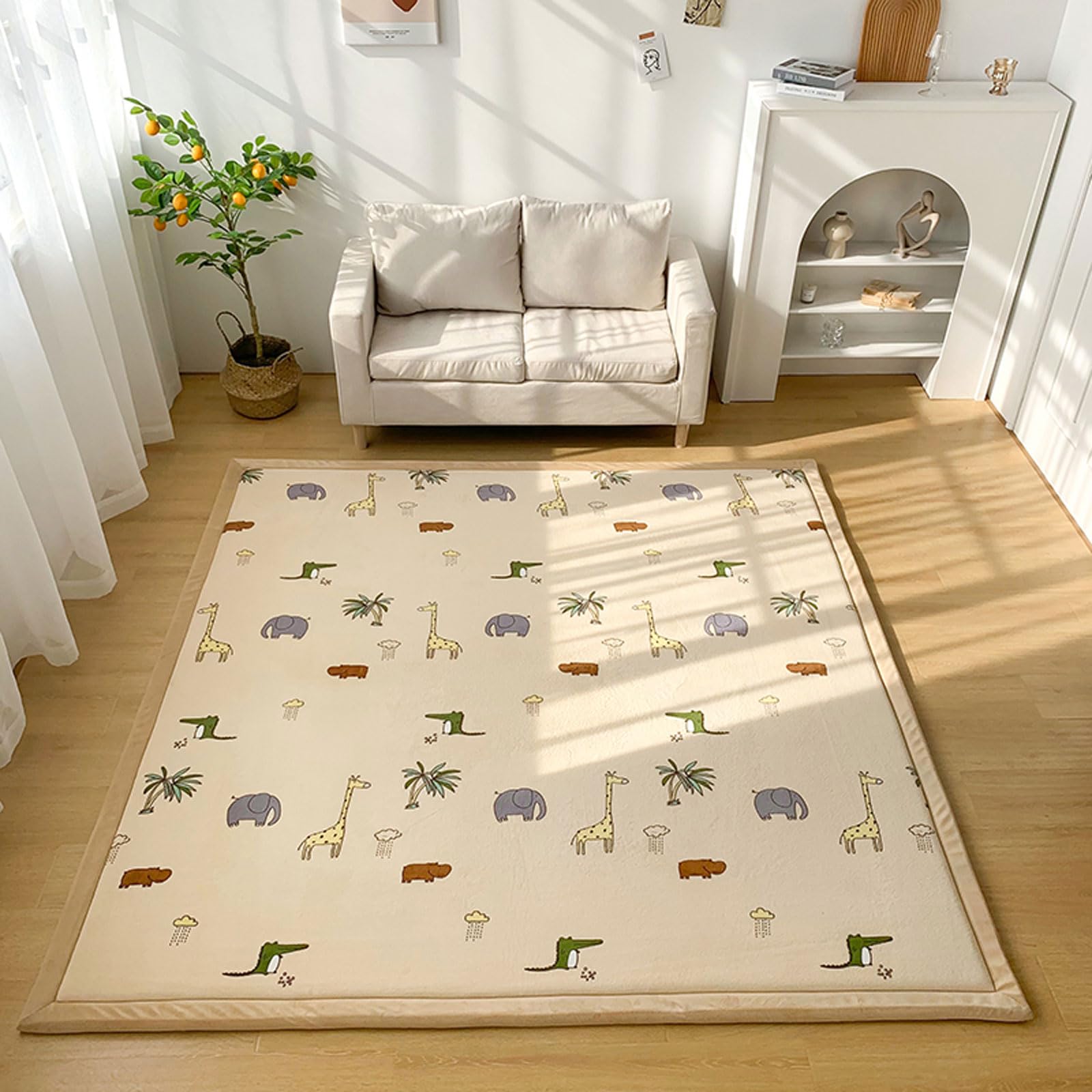 Tappeto da Gioco in Morbido Pile Corallo, Tappetino da Yoga Tatami，Tappetino da Yoga Antiscivolo
