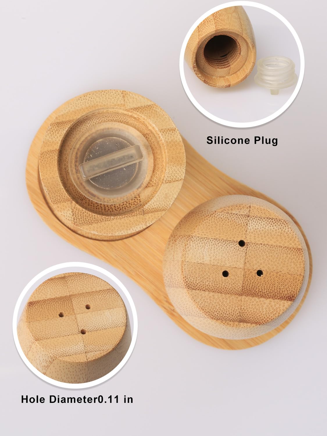 Juego de saleros y pimenteros, pequeños saleros de bambú con estante base para cocina, camping, barbacoa, granja, estilo rústico para decoración de mesa de comedor, diseño único, 1 onza, juego