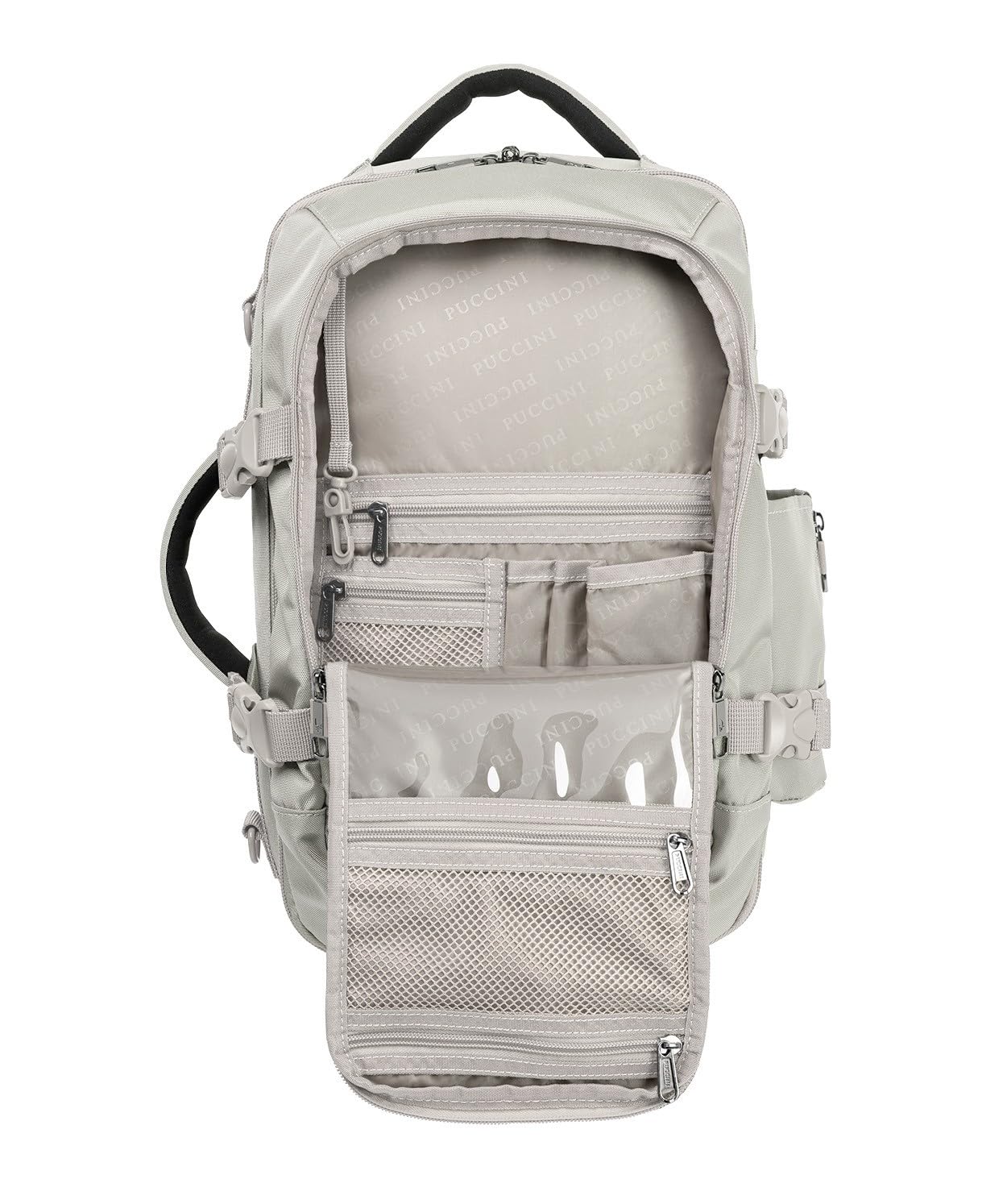 PUCCINI Easy Pack plecak podręczny do Ryanair, plecak podróżny, torba kabinowa, samolot, torba podróżna dla mężczyzn i kobiet, plecak wielofunkcyjny, beżowy, S - 40x20x25 cm (18 L), S – 40 x 20 x 25
