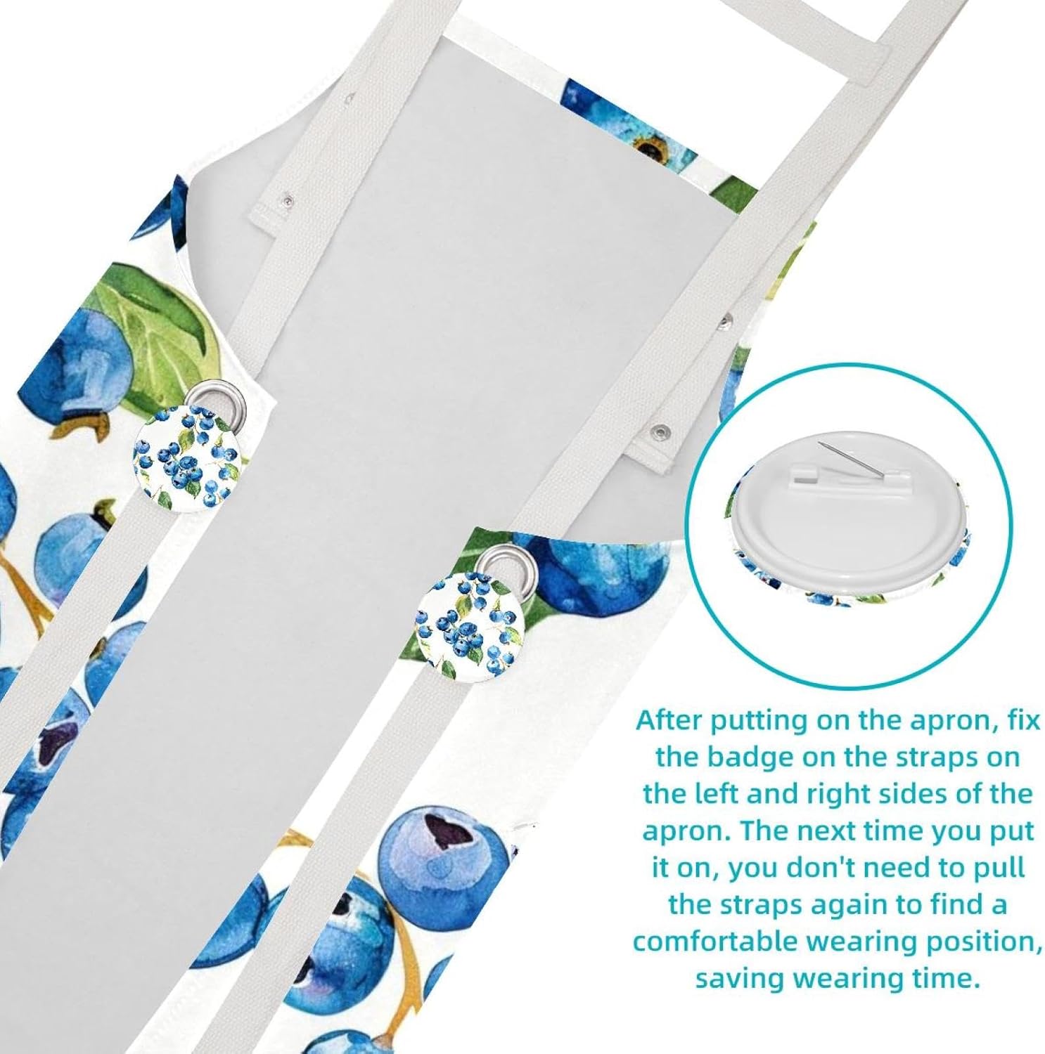 Dragon Sword 2 Pack Kitchen Apron for Men Women with Adjustable Straps and Large Pockets, Cotton Canvas Water Resistant Bib Soft Chef Apron Blueberry Pattern for Cooking Gardening Salon