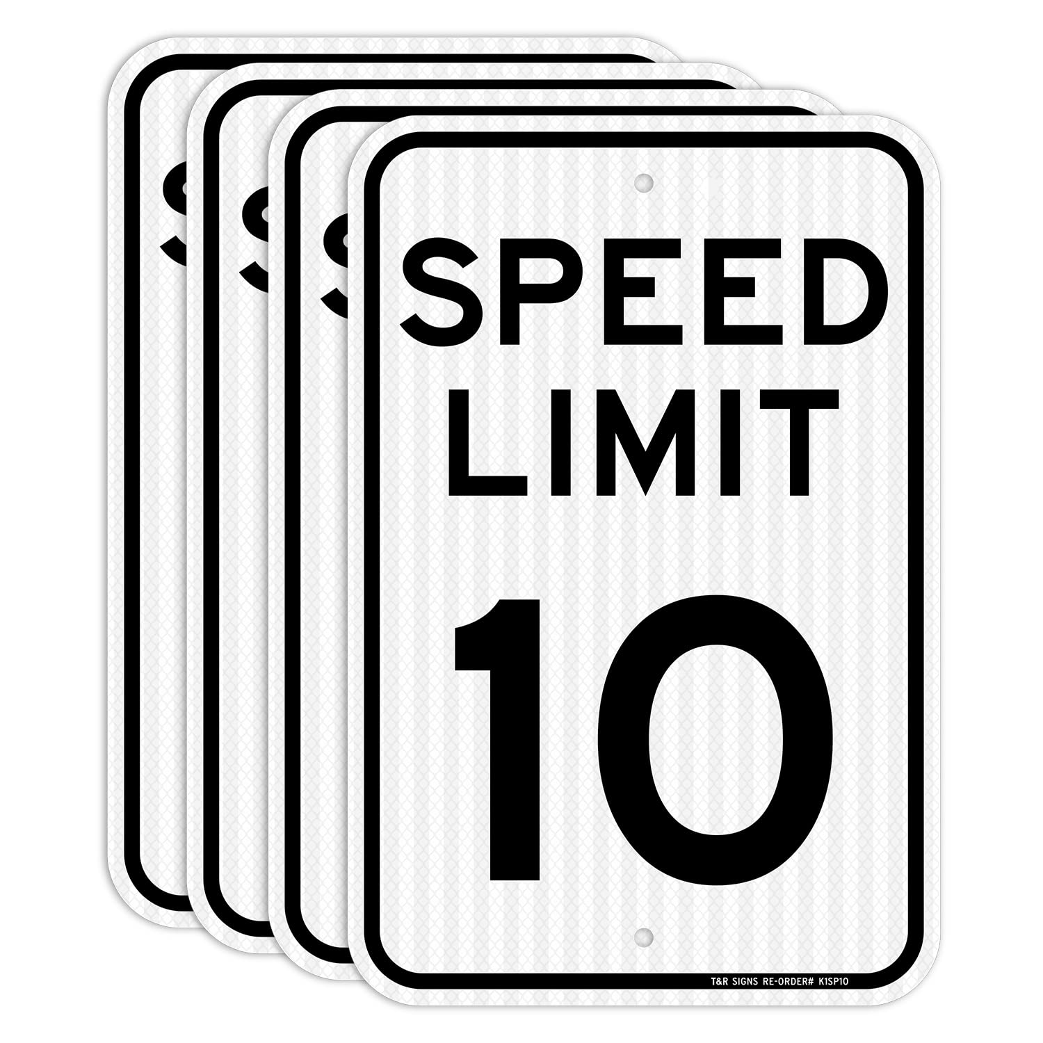 (4 Pack) Speed Limit 10 MPH Sign, Slow Down Traffic Sign, 18" x 12" Engineer Grade Reflective Sheeting, Rust Free Aluminum, Weather Resistant,