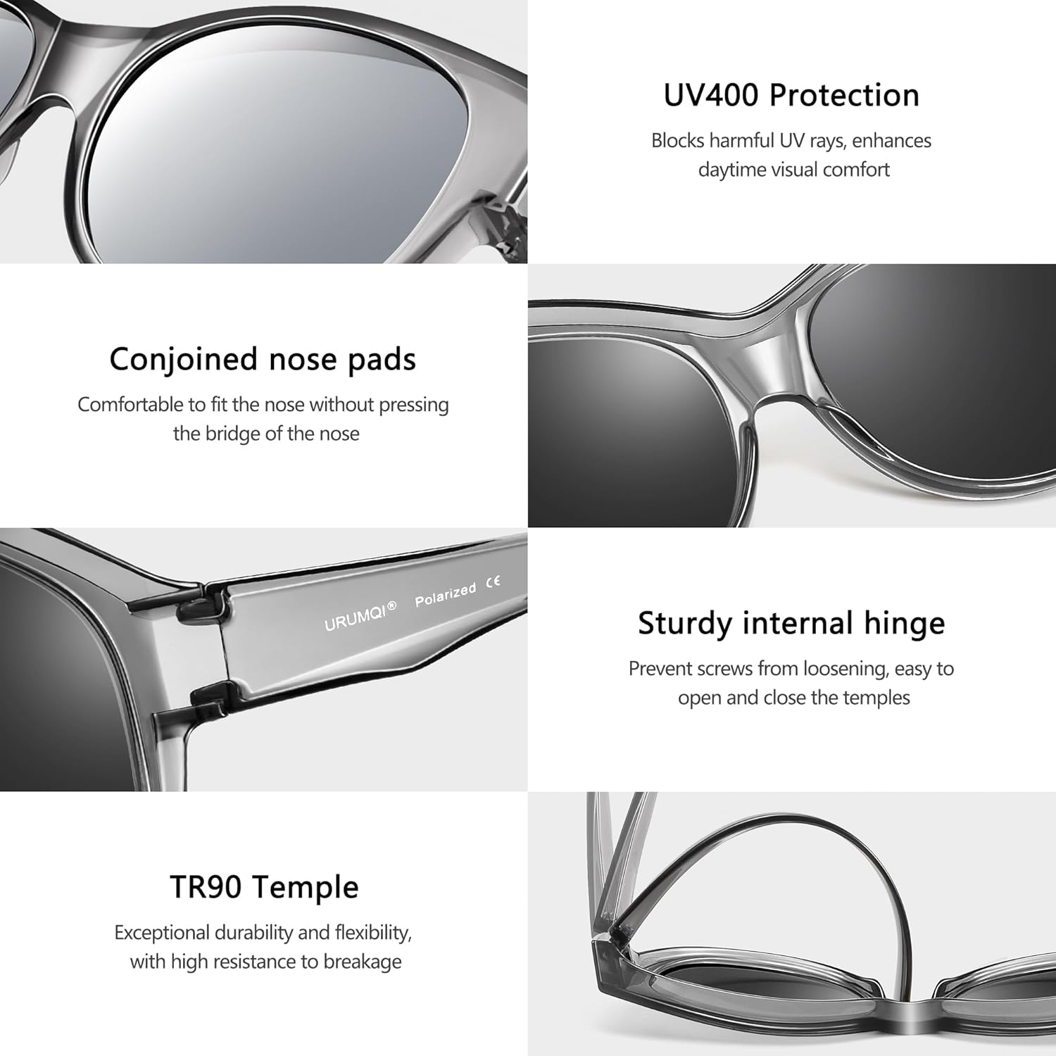 URUMQI Sunglasses Over Glasses Women, Polarized UV400 Protection Fit Over Glasses Sunglasses for Women Round Cat Eye - Image 3