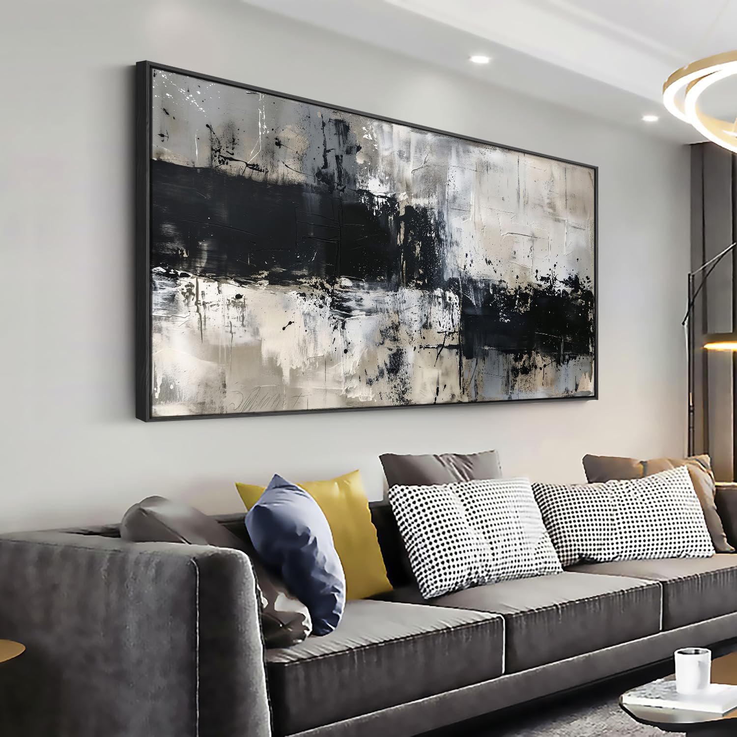 Wall Art Abstract Canvas Painting Black Grey Wall Decor