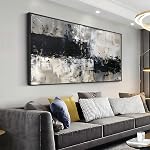 Wall Art Abstract Canvas Painting Black Grey Wall Decor Modern Artwork for Living Room Bedroom Dining Room Home Office Decor Large Framed Ready to Hang 20"x40"(50CMx100CM)