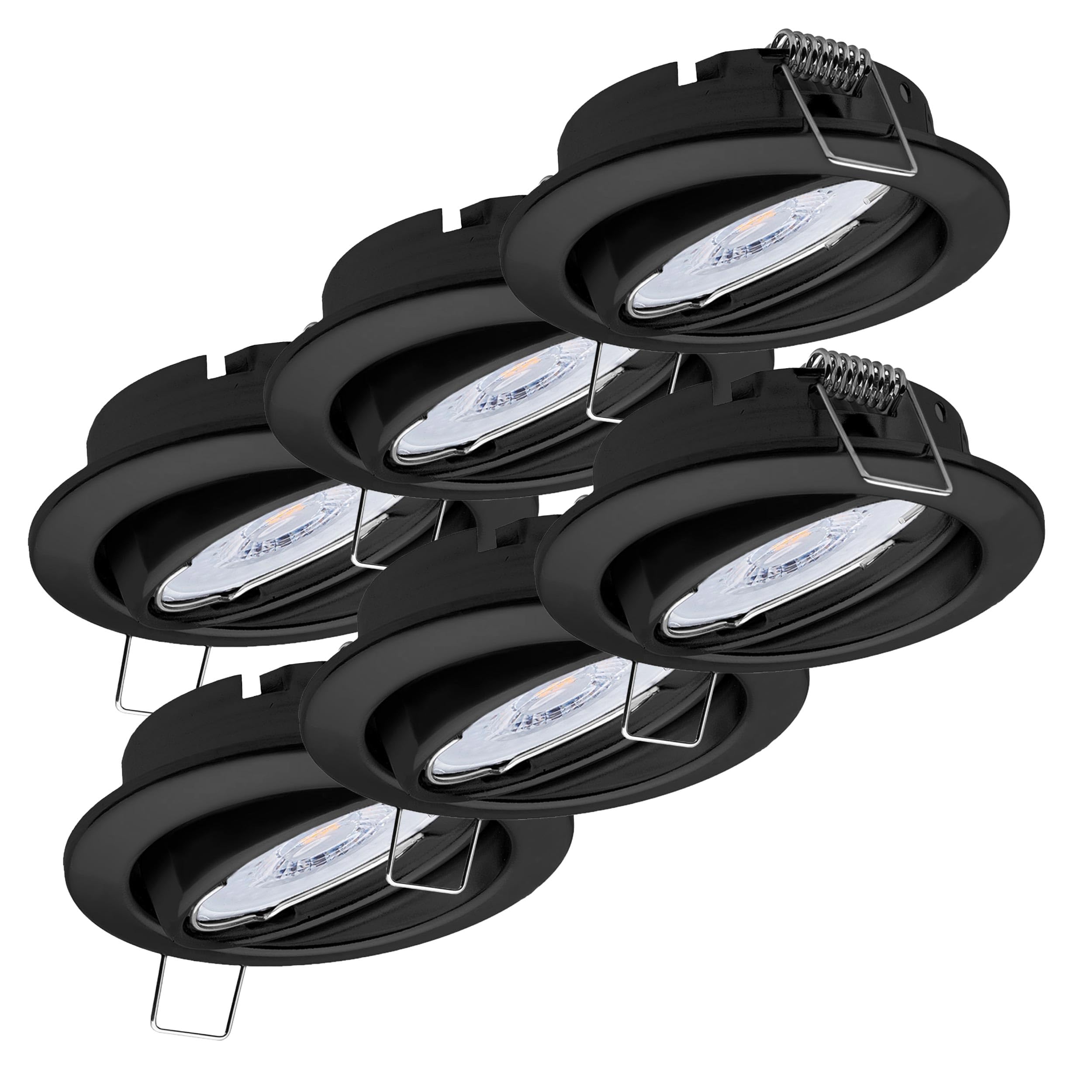 Oktaplex 6x Dijon Einbaustrahler LED 230V dimmbar Schwenkbar ultra flach | 22mm Einbautiefe, 3000K Warmweiß, Lochmaß 68mm, 5W, 380lm, 110° Deckenspots Schwarz