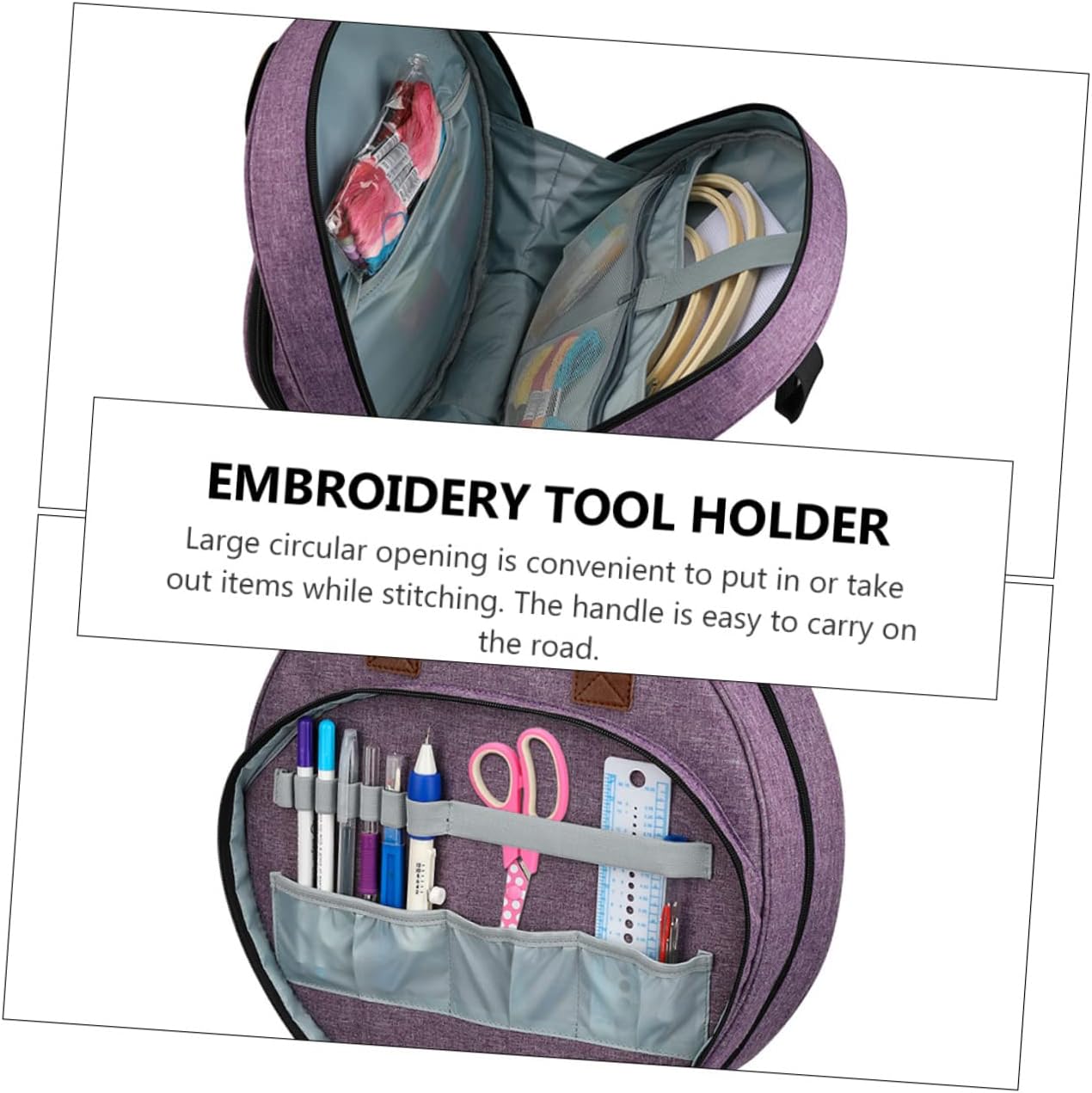 NUOBESTY 1Pc Large Capacity Embroidery Kits Bag Versatile Storage Pouch for Beginners Adults Great Organizer for Projects Tools and Accessories for Travel and Outings