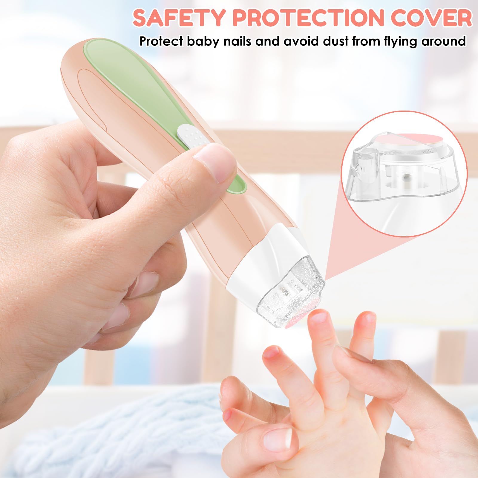 Baby Nail File Electric Baby Nail Trimmer with LED Light, USB Charging Baby Nail Clipper for Newborn Infants Adults Toes and Fingernails, Baby Nail Kit with Replacement Heads and Storage Box