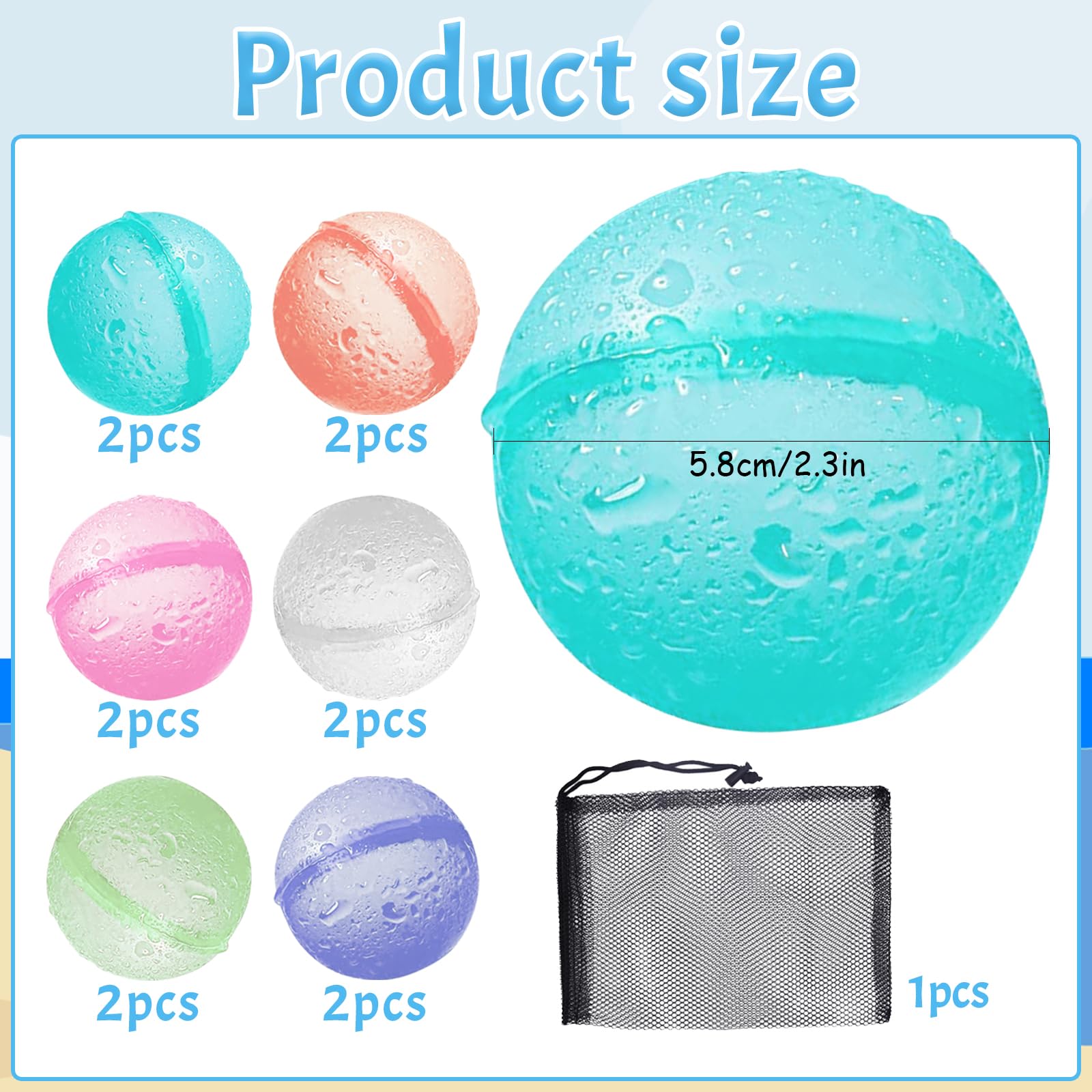 Lot De 12 Bombes à Eau Réutilisables – Silicone Doux, Coloré, Parfait Pour Piscine, Plage, Jardin, Batailles D'Eau Été