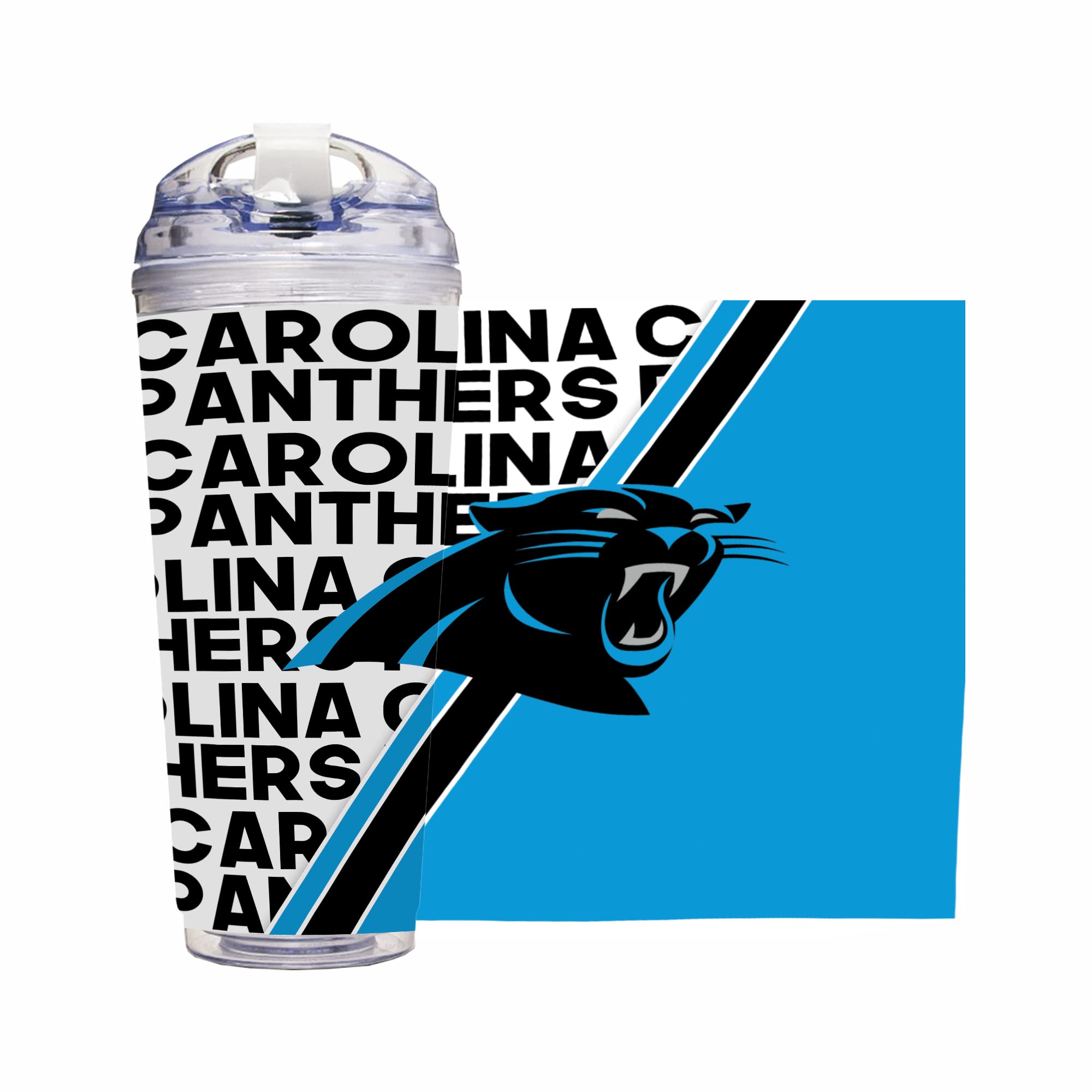 Rico Industries NFL Football 24oz Acrylic Tumbler with Hinged Lid, Officially Licensed Double Wall Tumbler for NFL Fans
