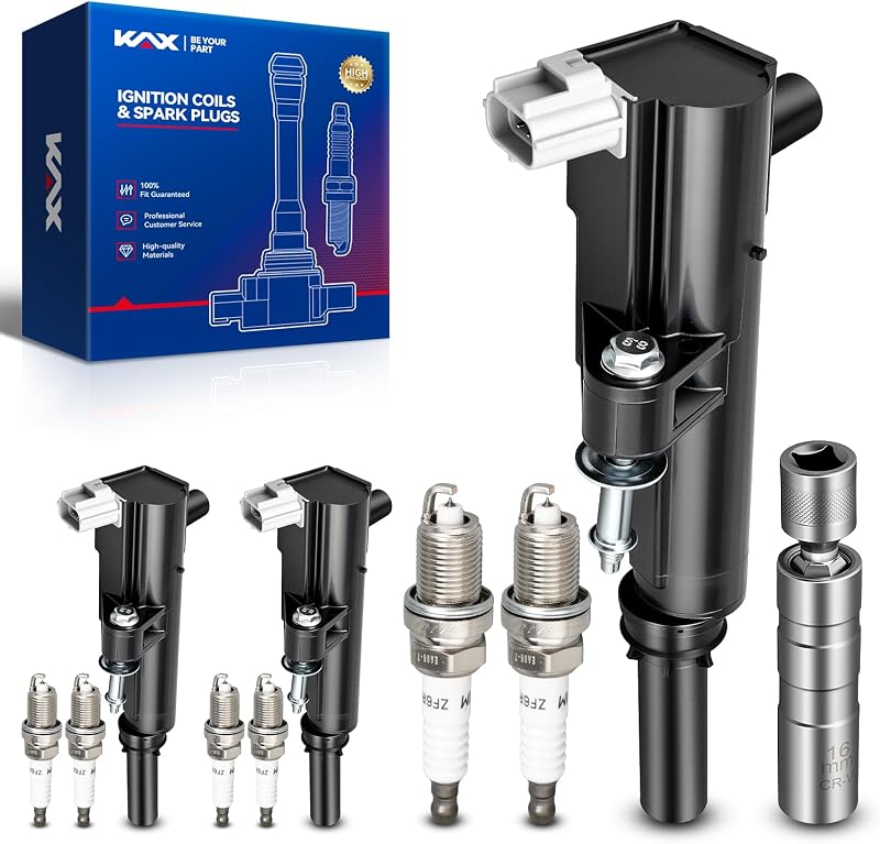 Kit de 3 Bobinas de Ignição e 6 Velas KAX para Jeep, Dodge, Ram e Mitsubishi – 9 peças