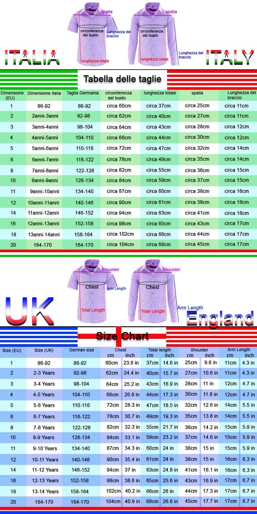 Gillsonz A70vDa Chemise de fête pour enfant Repassage facile Manches courtes 7 couleurs Taille 86-158