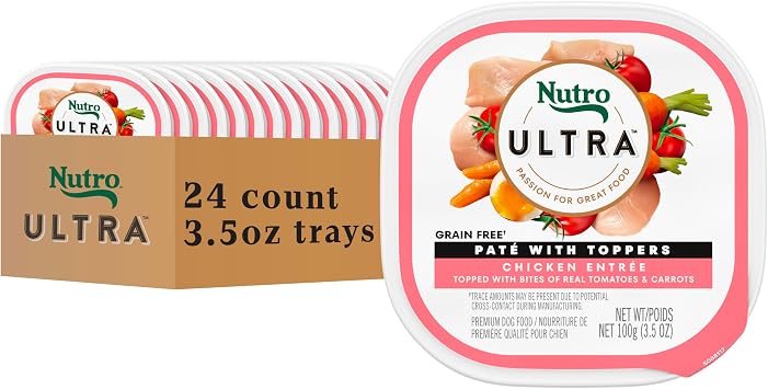 Nutro Ultra Pate with Toppers Wet Dog Food, Chicken, 3.5 oz, 24 Count