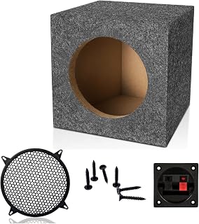 8 Inch Subwoofer Empty Speaker Box Grey Enclosure with Grille, Speaker Terminal and Mounting Screws Price In India