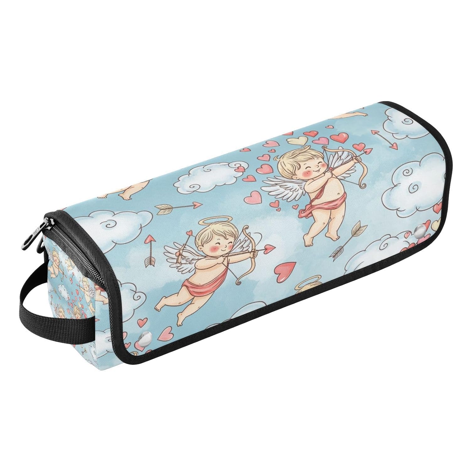 Cupid Hearts Valentines Hair Tools Travel Bag Portable Hair Accessory Organizer with Heat Resistant Mat 2 in 1