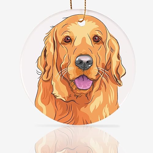 Adornos dorados para árbol de Navidad de retriever, adornos colgantes de automóvil para amantes de los perrievers, regalo de decoración colgante de