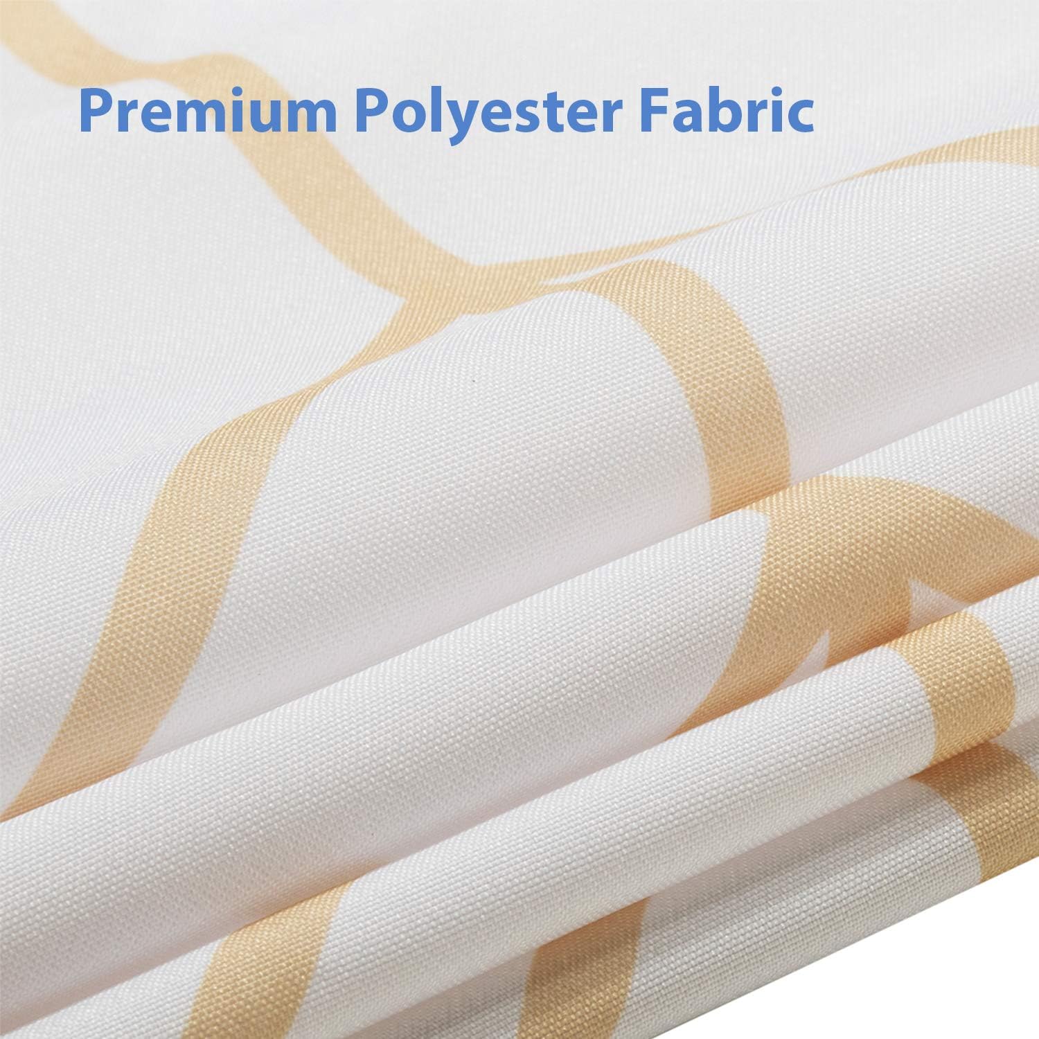 AmazerBath Fabric Shower Curtain, Tan Herringbone Pattern Polyester Fabric Shower Curtains with 2 Heavy Duty Clear Stones, Decorative Curtains for Bathroom, Hotel Quality, 72 X 72 Inches