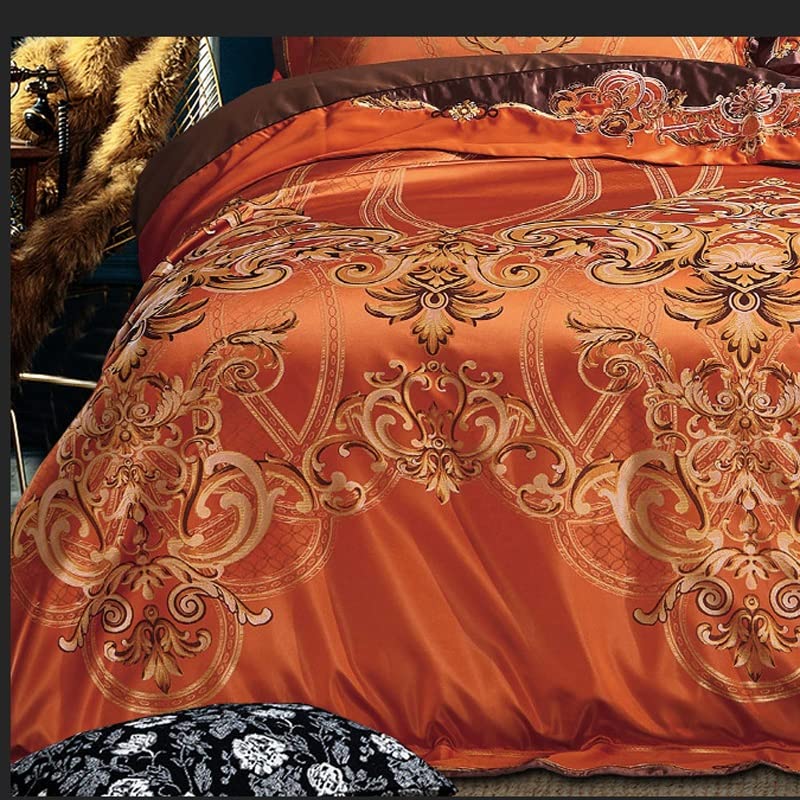 Linge de lit satin jacquard parure 4 pièces drap et couette - 2