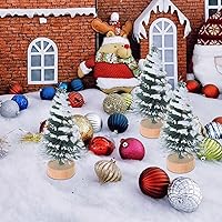 Vista 3 de 10 piezas de mini árbol de Navidad en miniatura de pinos con base de madera, botella de cepillo, árboles de Navidad artificiales, árboles pequeños