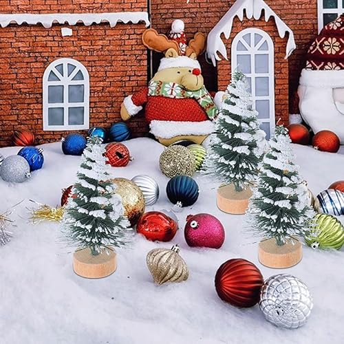 Miniatura 3 de 10 piezas de mini árbol de Navidad en miniatura con base de madera, botella de cepillo, árboles de Navidad artificiales, árboles pequeños para